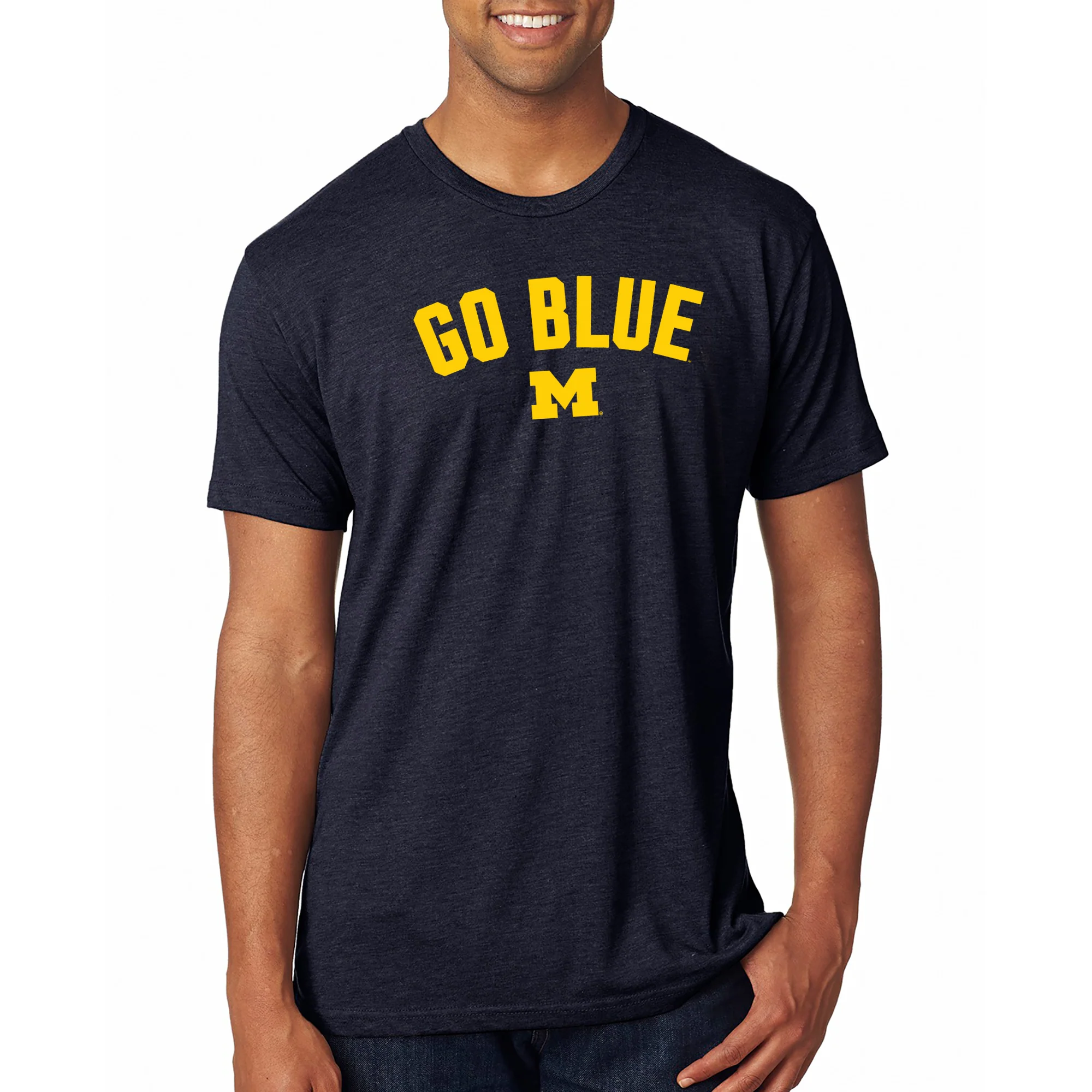 Michigan Go Blue Arc NLA Triblend T-Shirt - Vintage Navy - Image 4