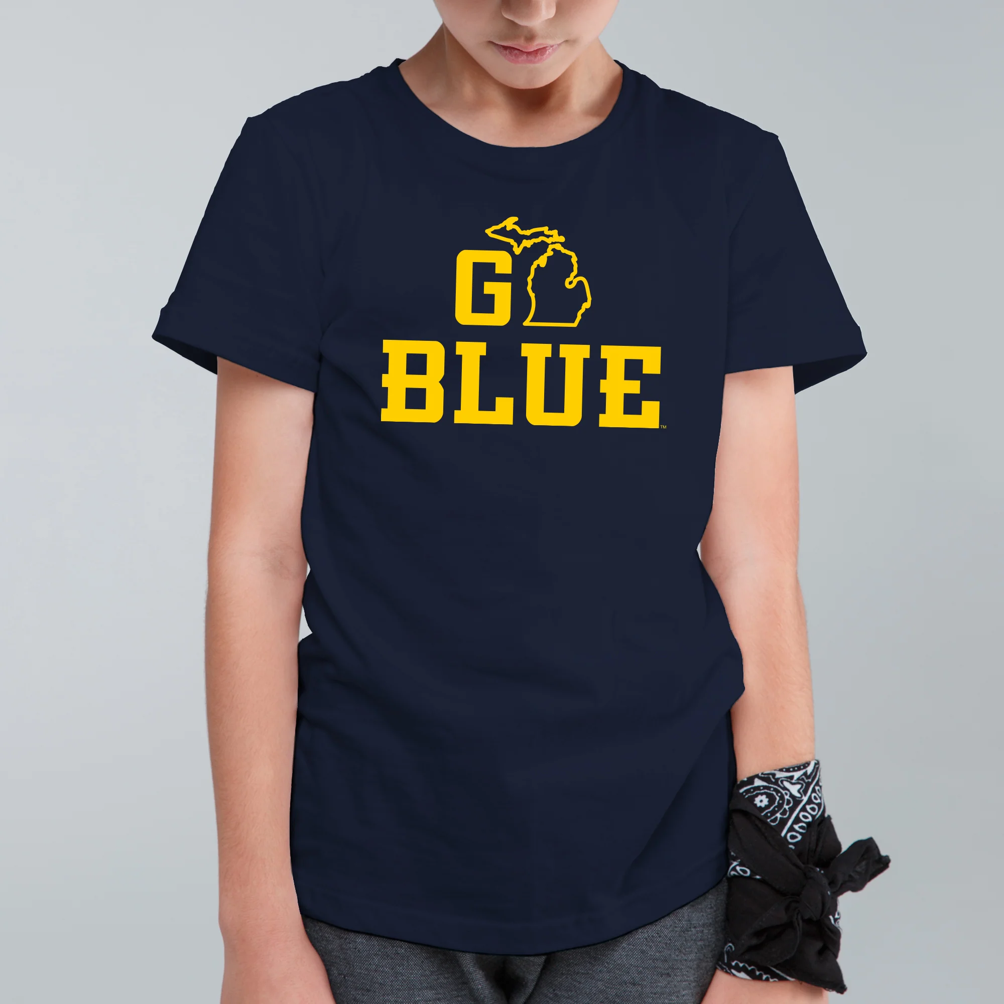 Michigan Go Blue MI Youth T-Shirt - Navy - Image 3