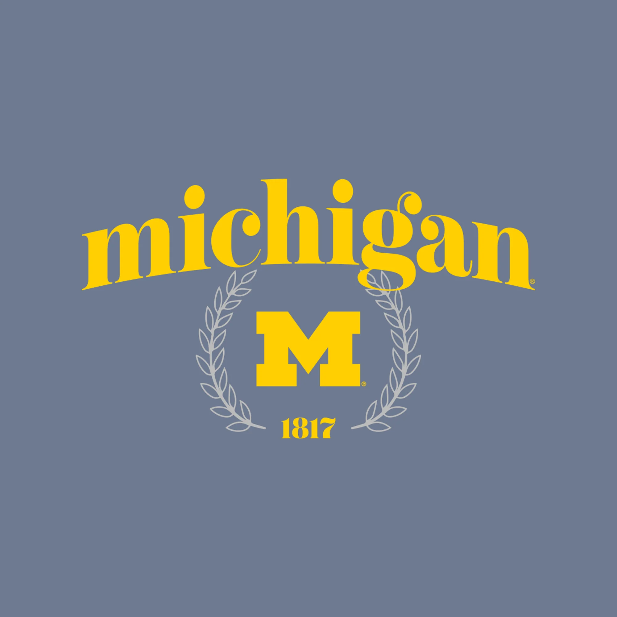 Michigan Graceful Laurel Womens Garment-Dyed Mid-Length Crewneck - Blue Jean - Image 2