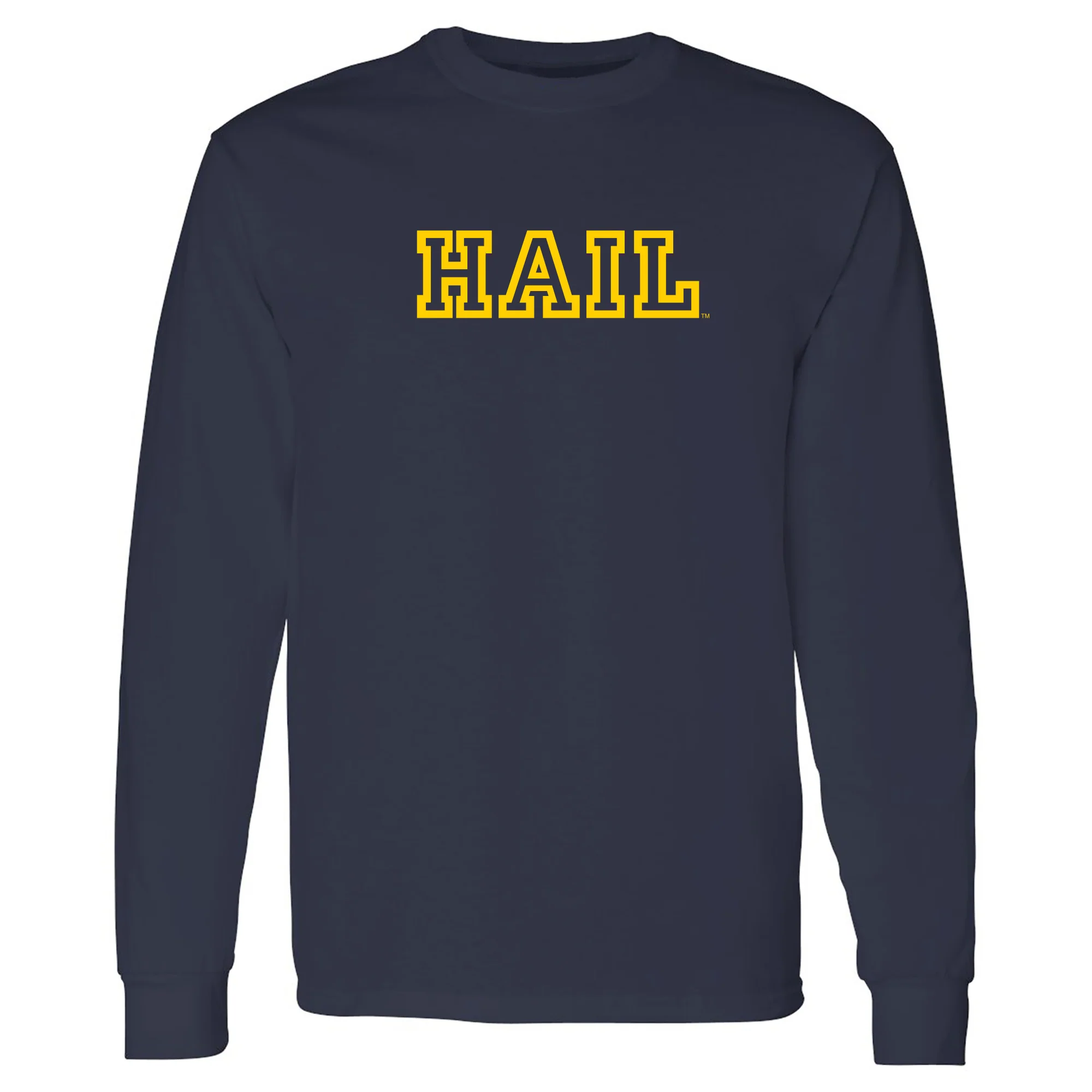 Michigan Hail Outline Long Sleeve - Navy