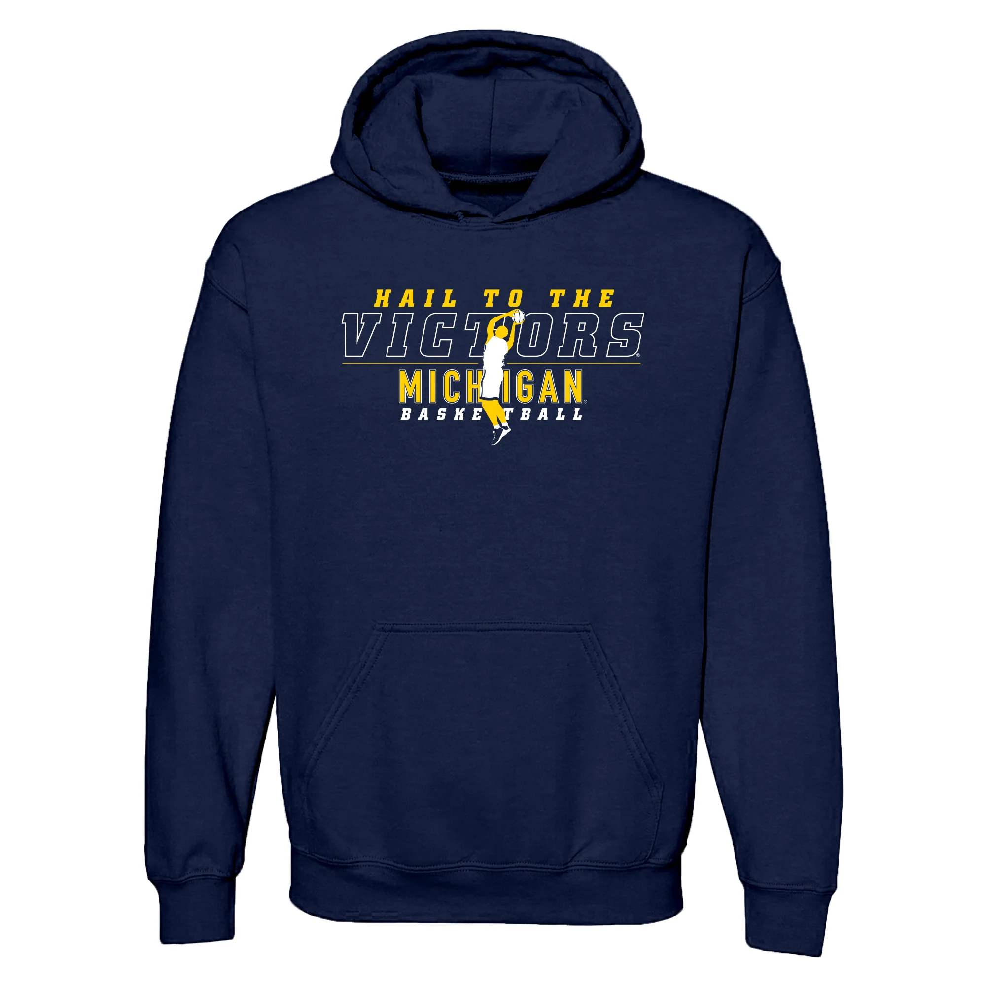 Michigan Men's Basketball Fight Song Silhouette Hoodie - Navy