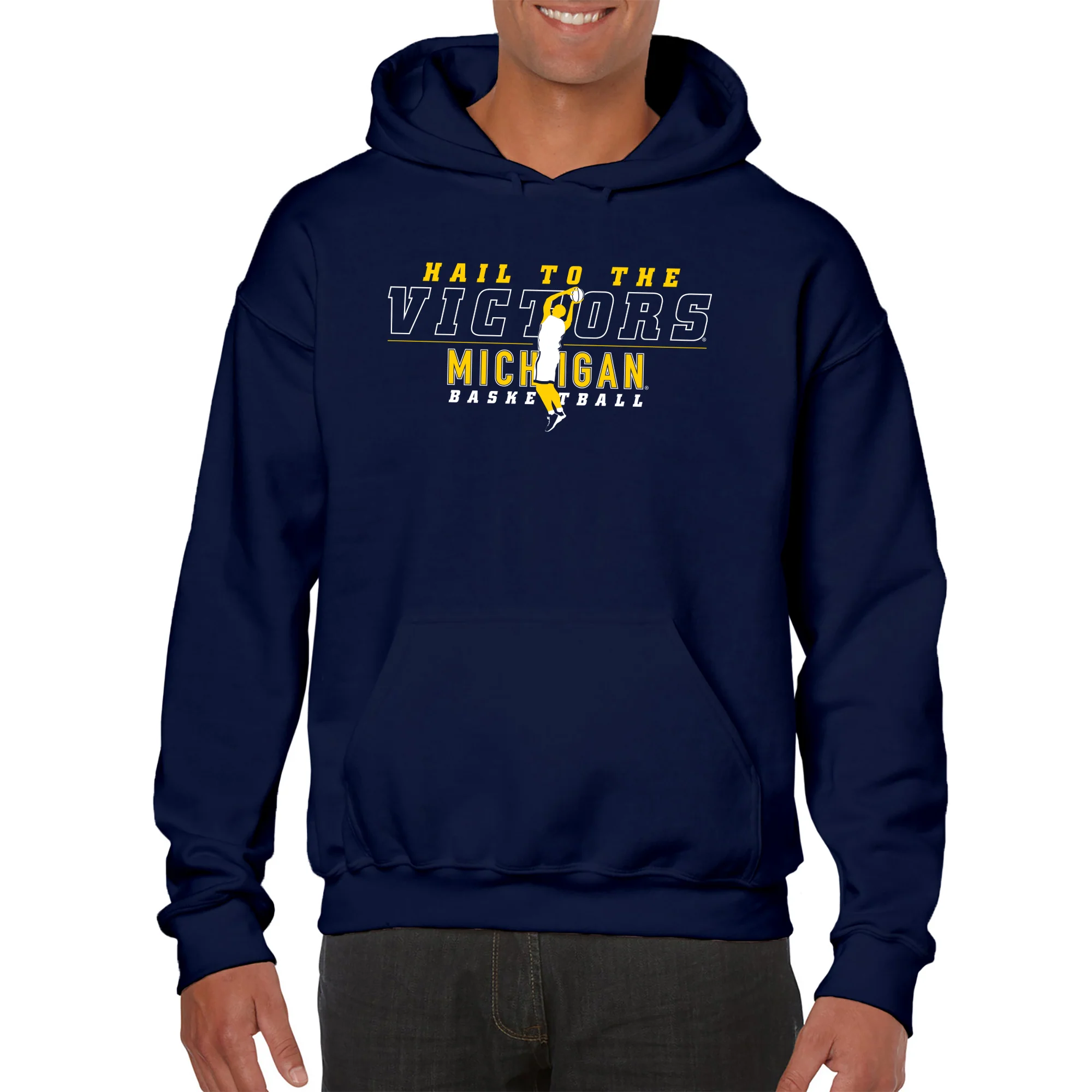 Michigan Men's Basketball Fight Song Silhouette Hoodie - Navy - Image 3