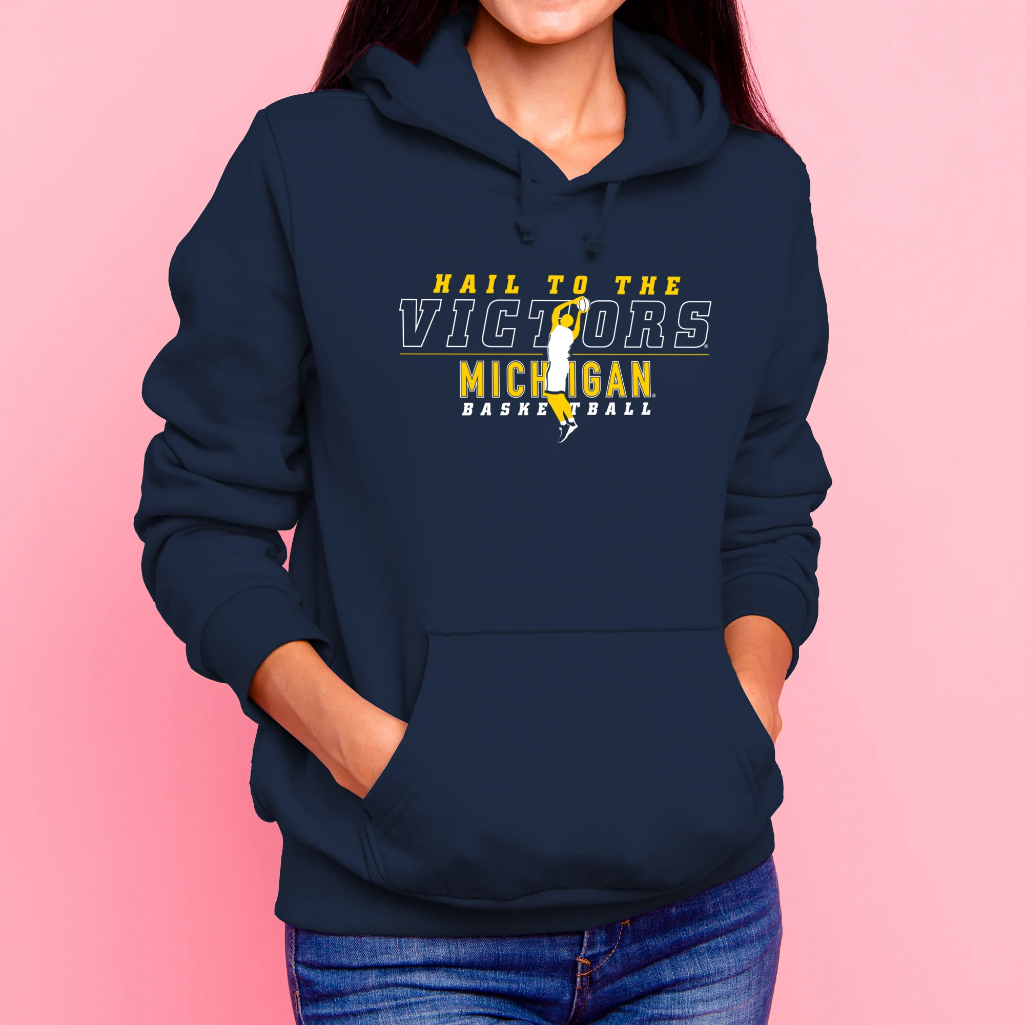 Michigan Men's Basketball Fight Song Silhouette Hoodie - Navy - Image 4