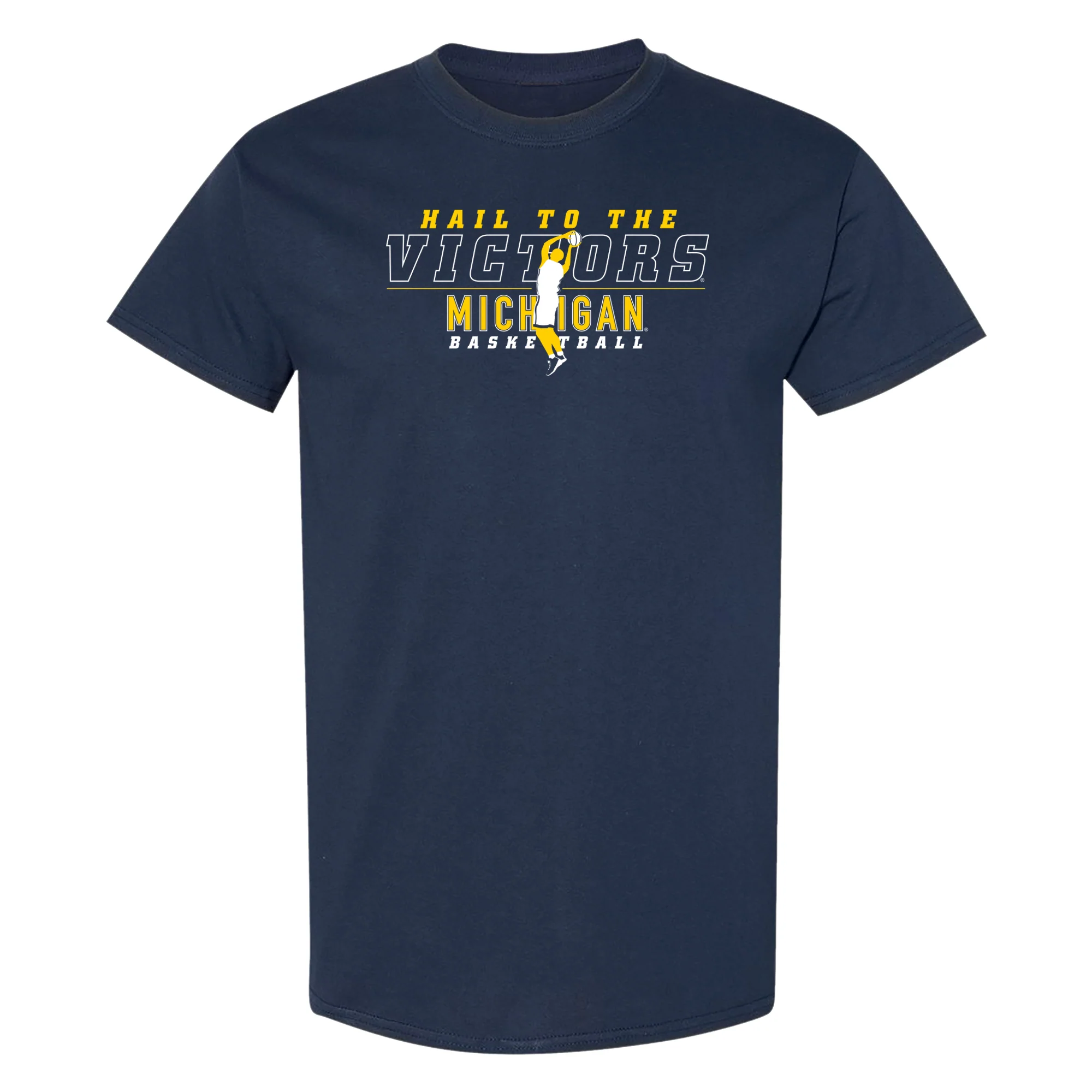 Michigan Men's Basketball Fight Song Silhouette T-Shirt - Navy