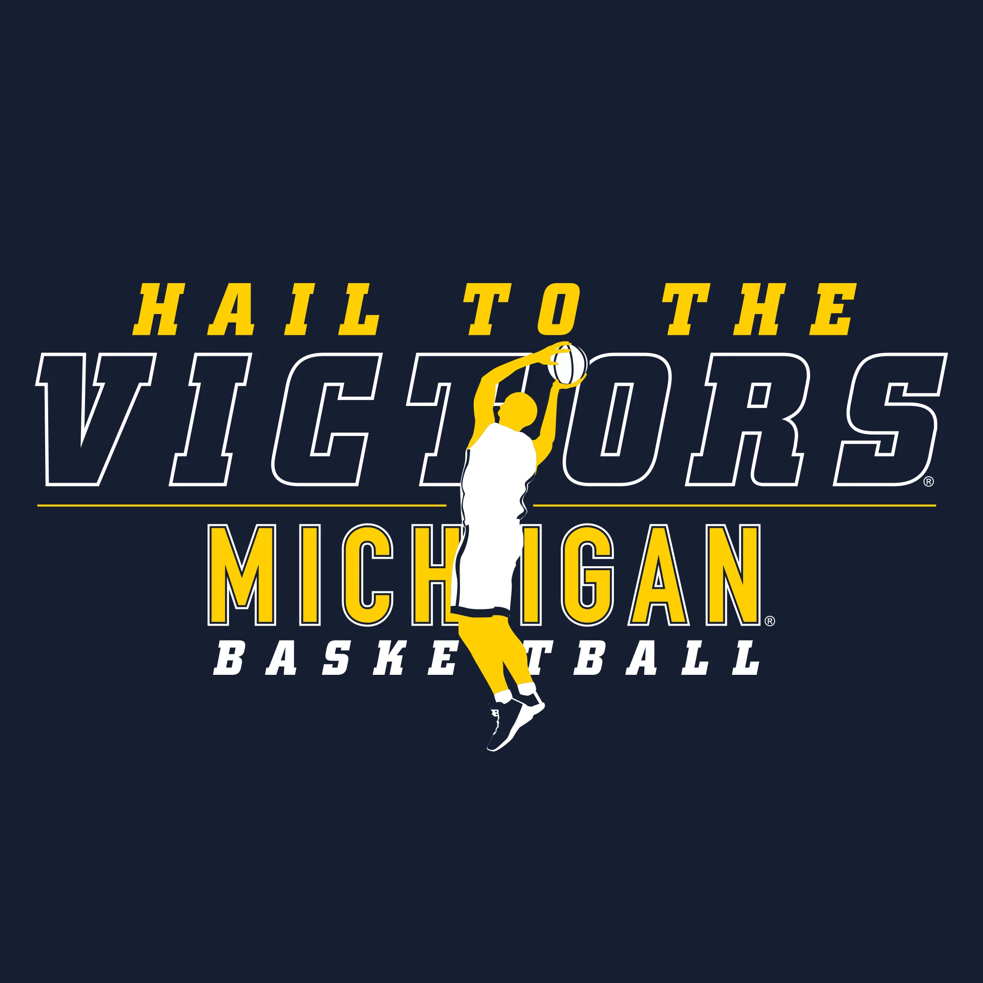 Michigan Men's Basketball Fight Song Silhouette T-Shirt - Navy - Image 2