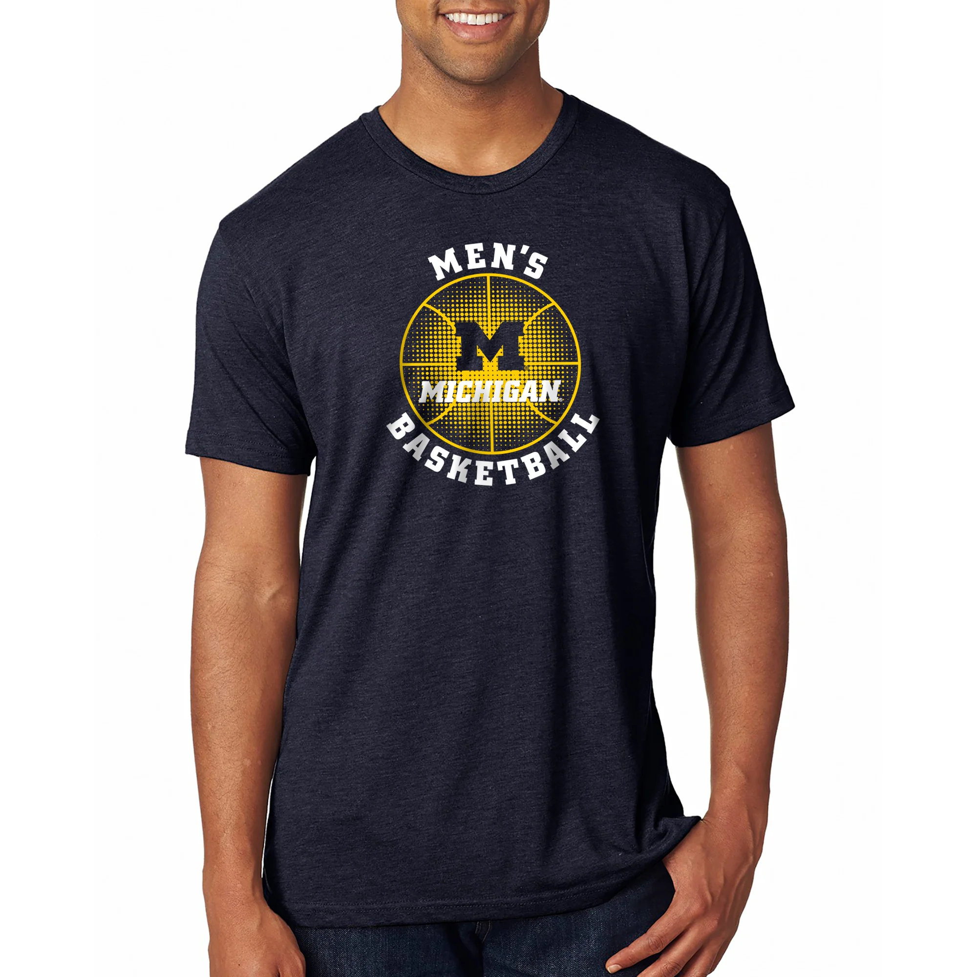 Michigan Men's Basketball Phase NLA Triblend T-Shirt - Vintage Navy - Image 3