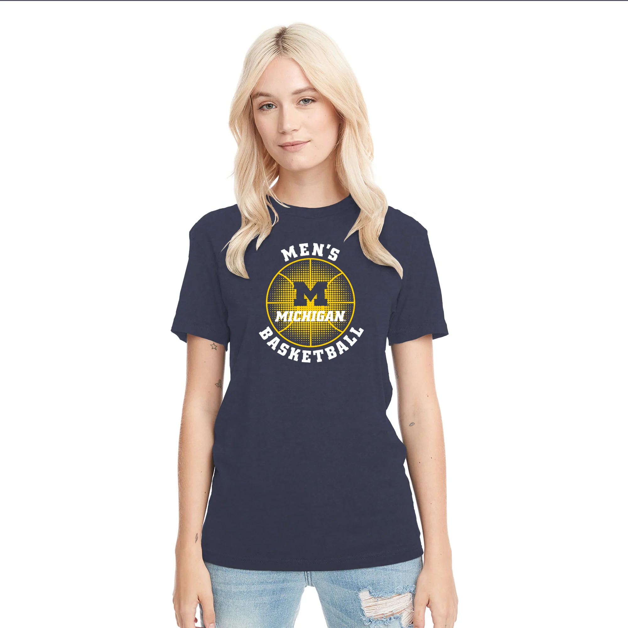 Michigan Men's Basketball Phase NLA Triblend T-Shirt - Vintage Navy - Image 4