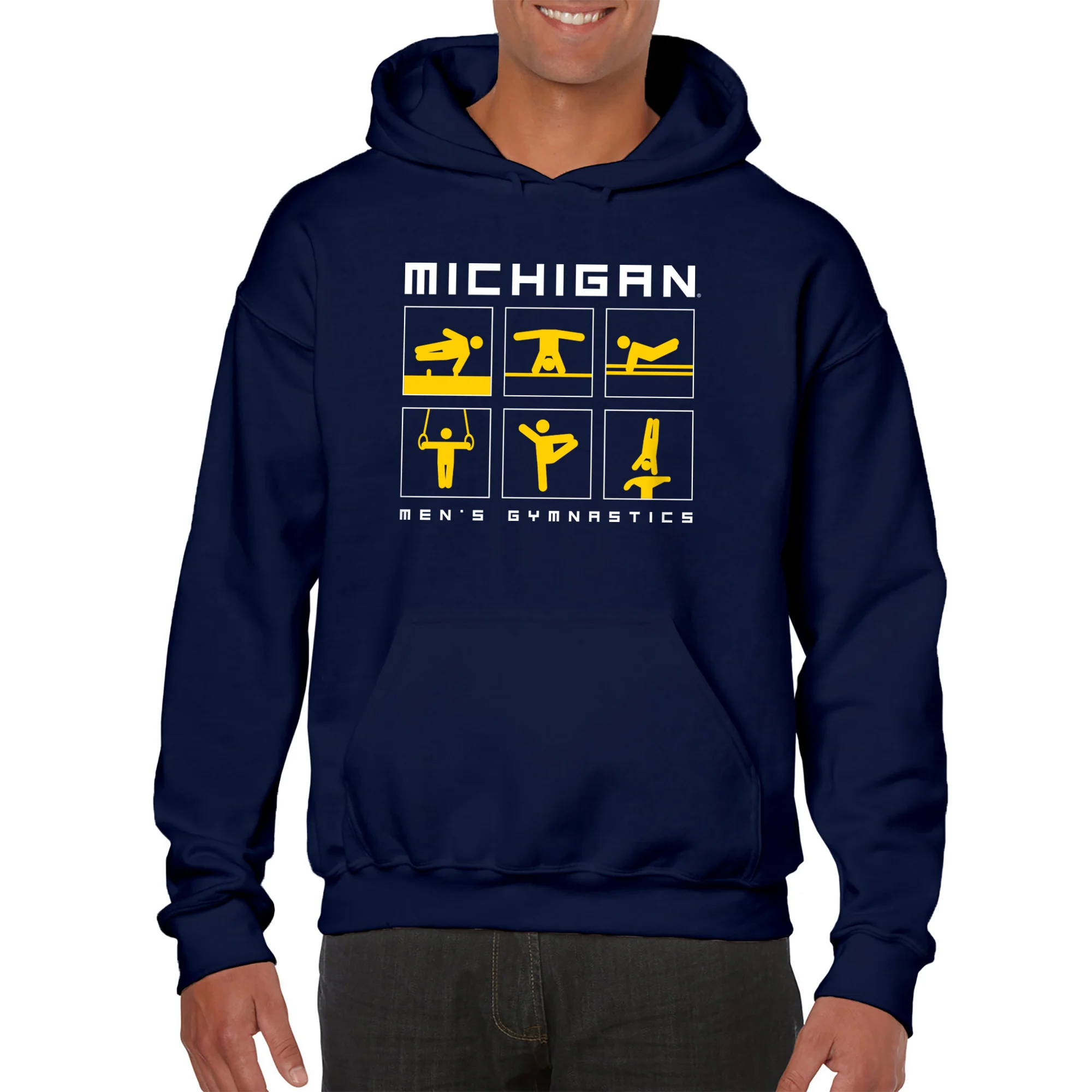 Michigan Men's Gymnastics Action Squares Hoodie - Navy - Image 3