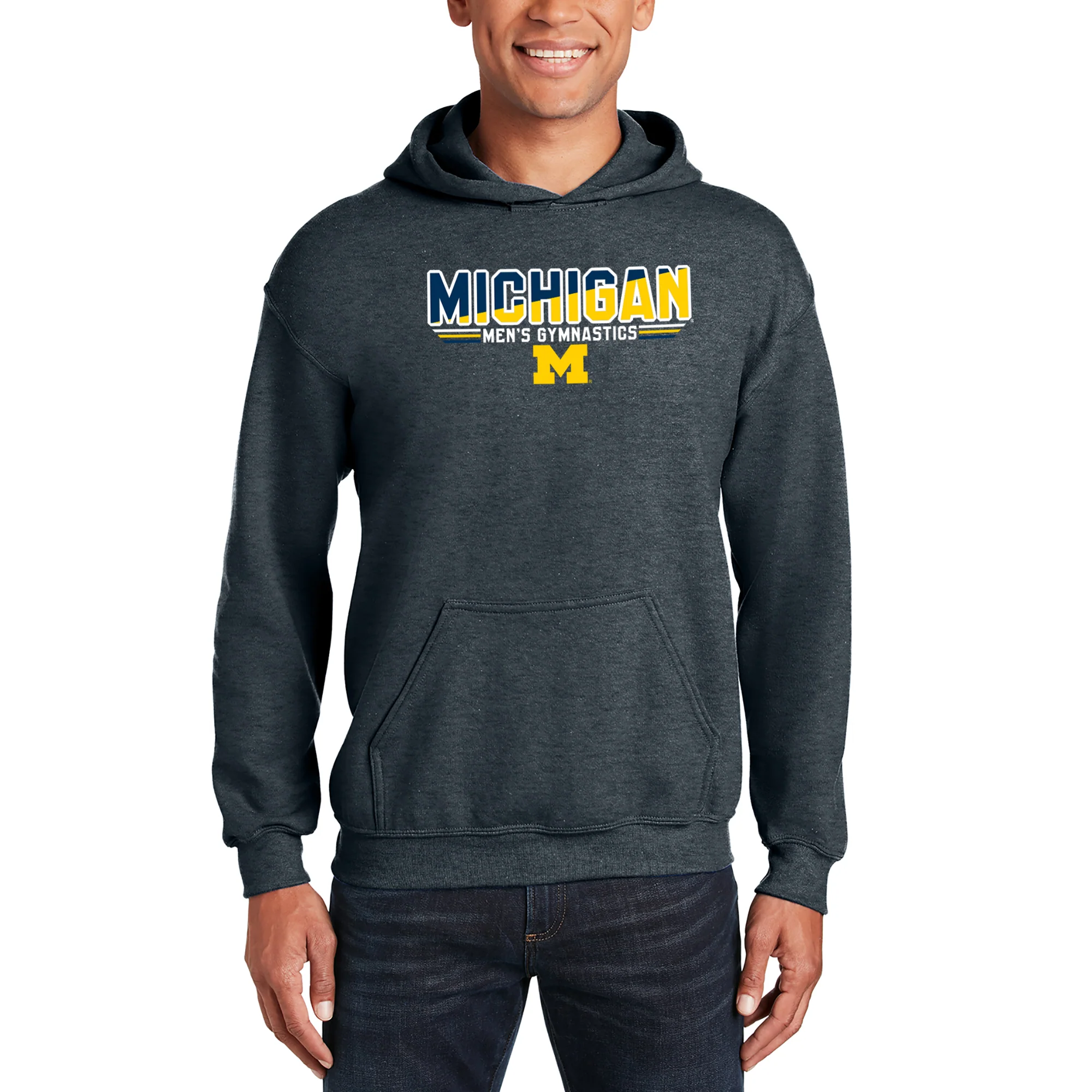 Michigan Men's Gymnastics Top Flight Hoodie - Dark Heather - Image 3