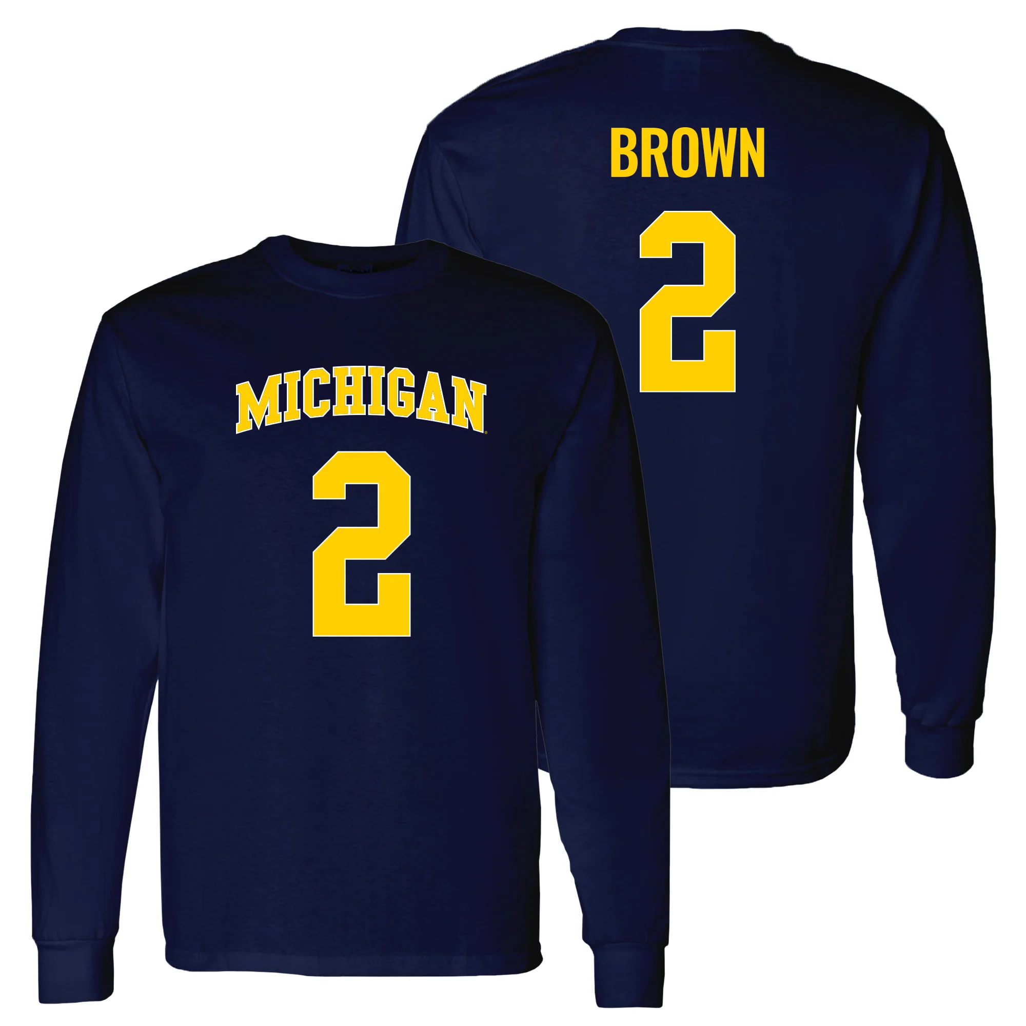 Michigan NIL Brown 2 Long Sleeve - Navy