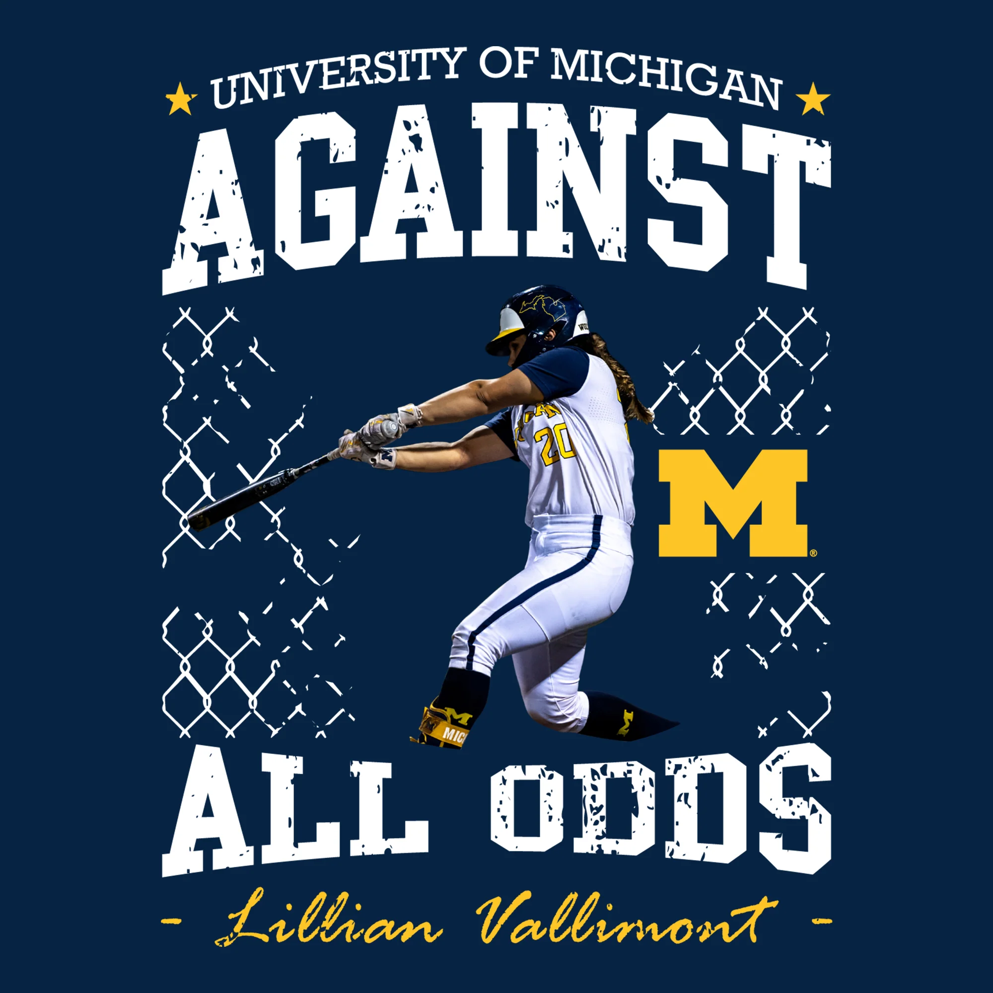 Michigan NIL Lilly Vallimont Against All Odds Womens T-Shirt - Navy - Image 2