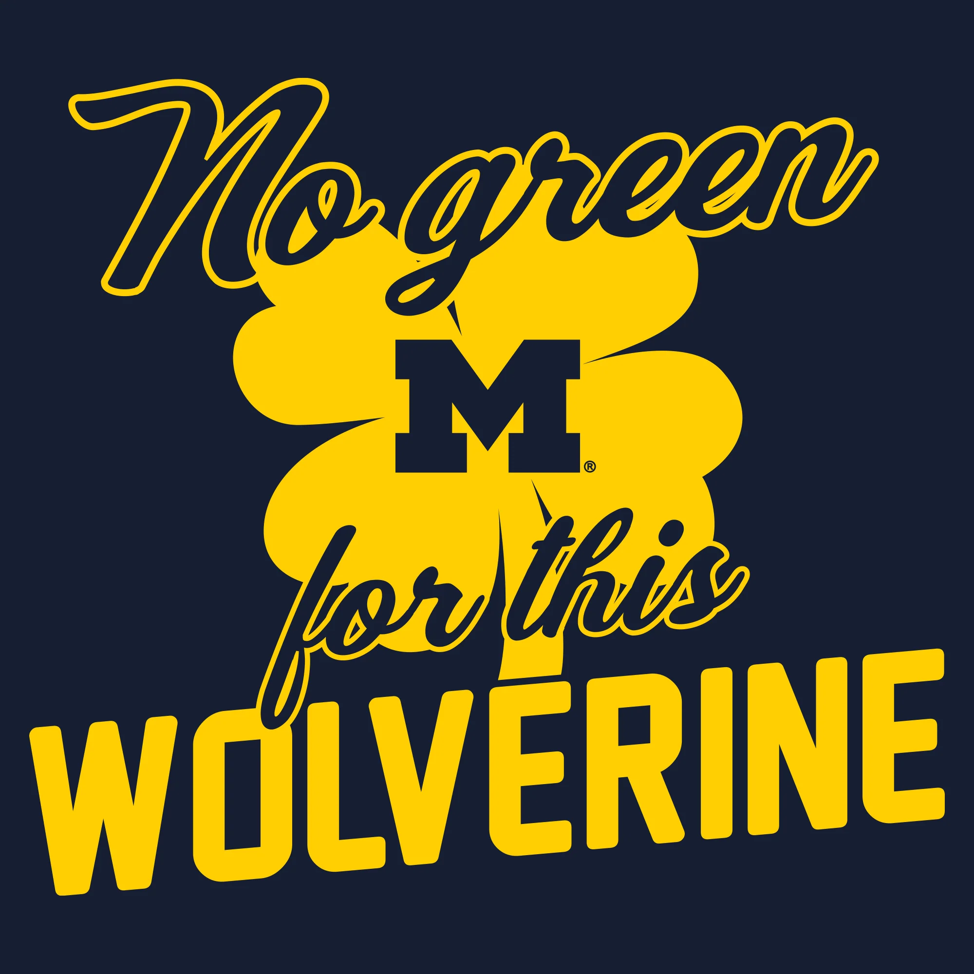 Michigan No Green For This Wolverine Script Hoodie - Navy - Image 2