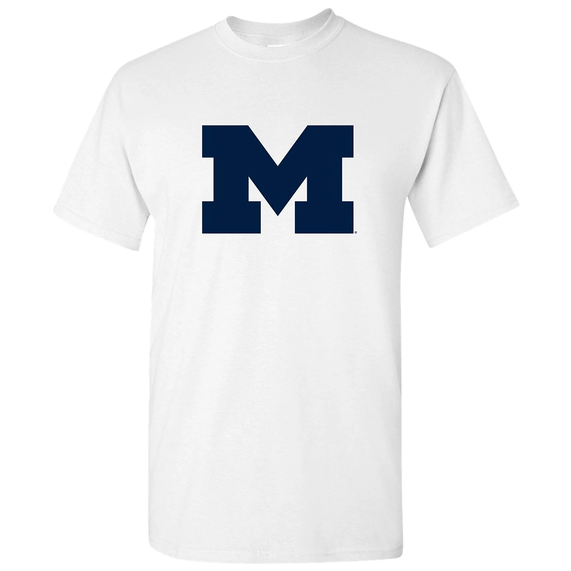 Primary Logo University of Michigan Basic Cotton Short Sleeve T Shirt - White