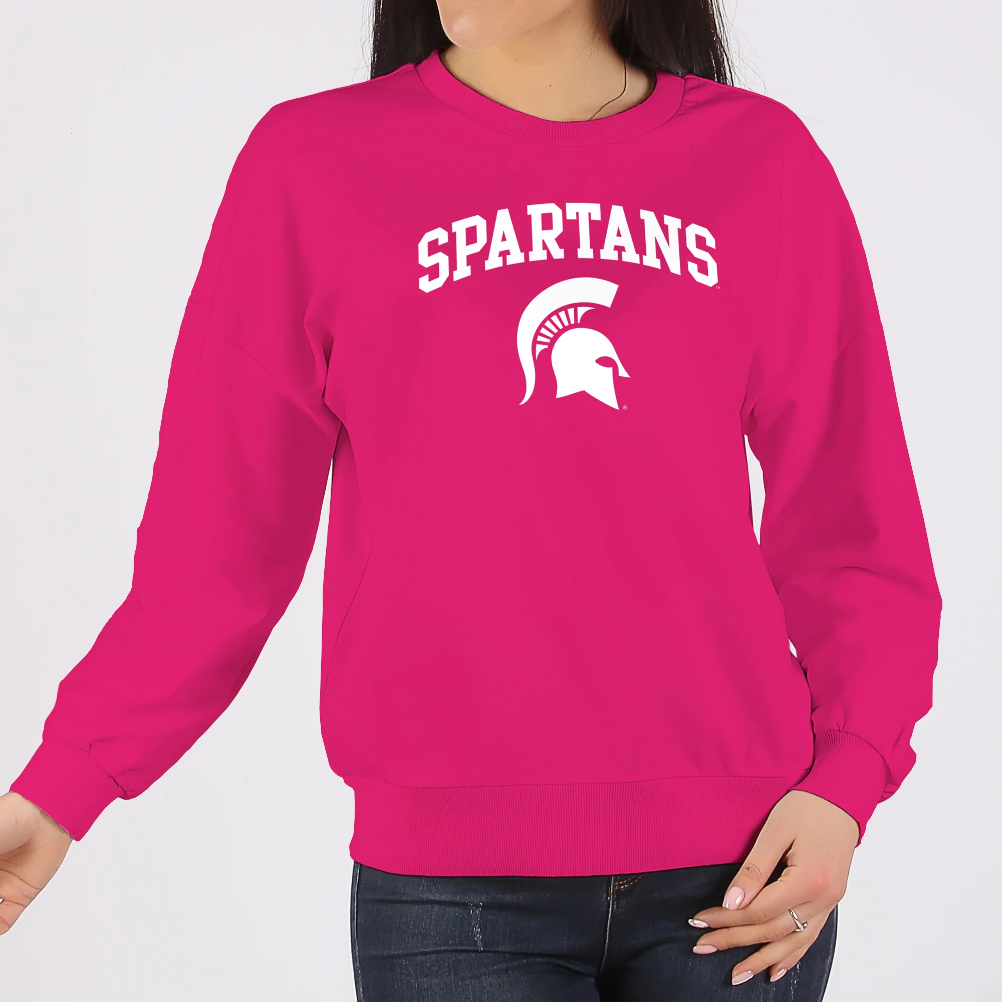 Michigan State Arch Logo Crewneck Sweatshirt - Heliconia - Image 4