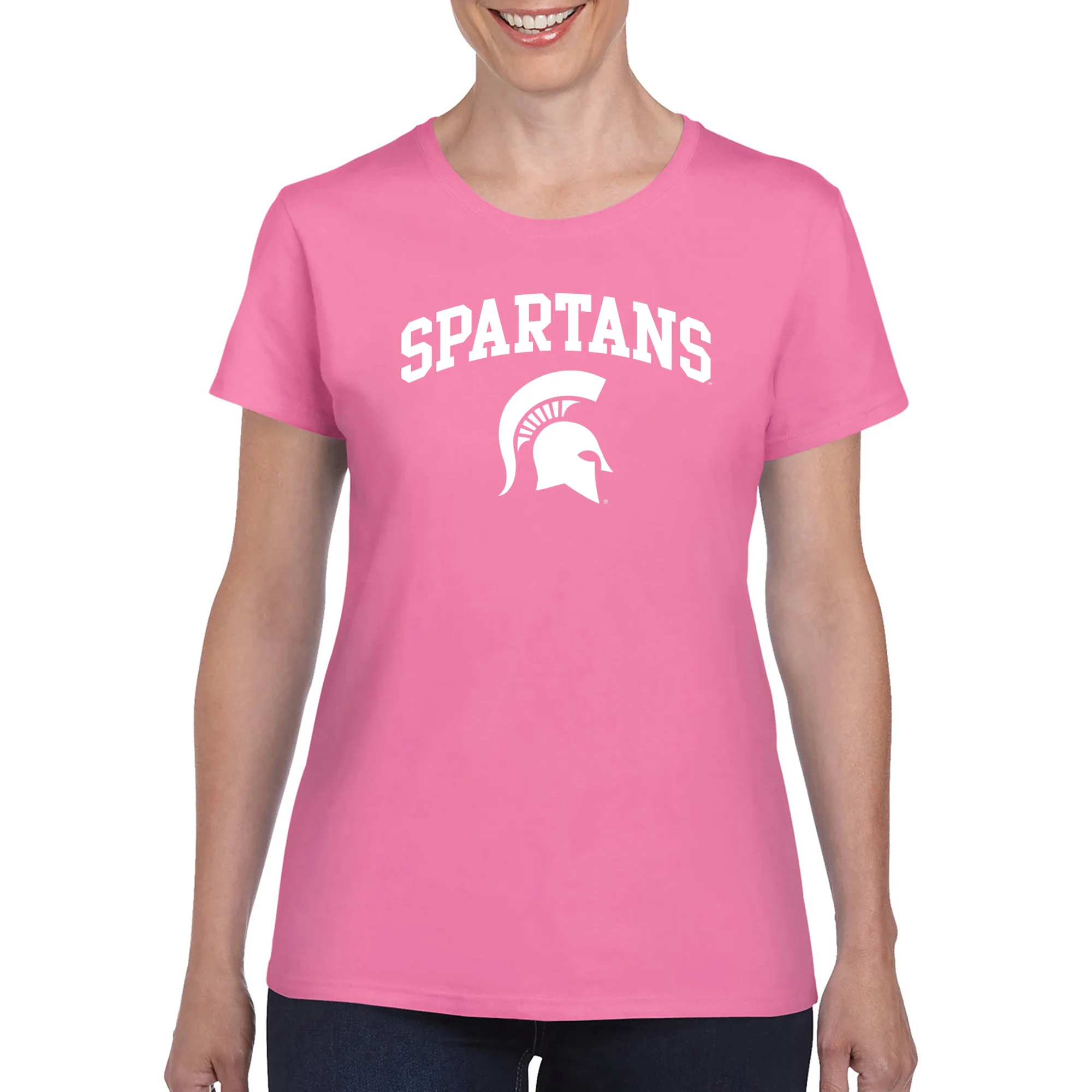 Michigan State Arch Logo Womens T-Shirt - Azalea - Image 3