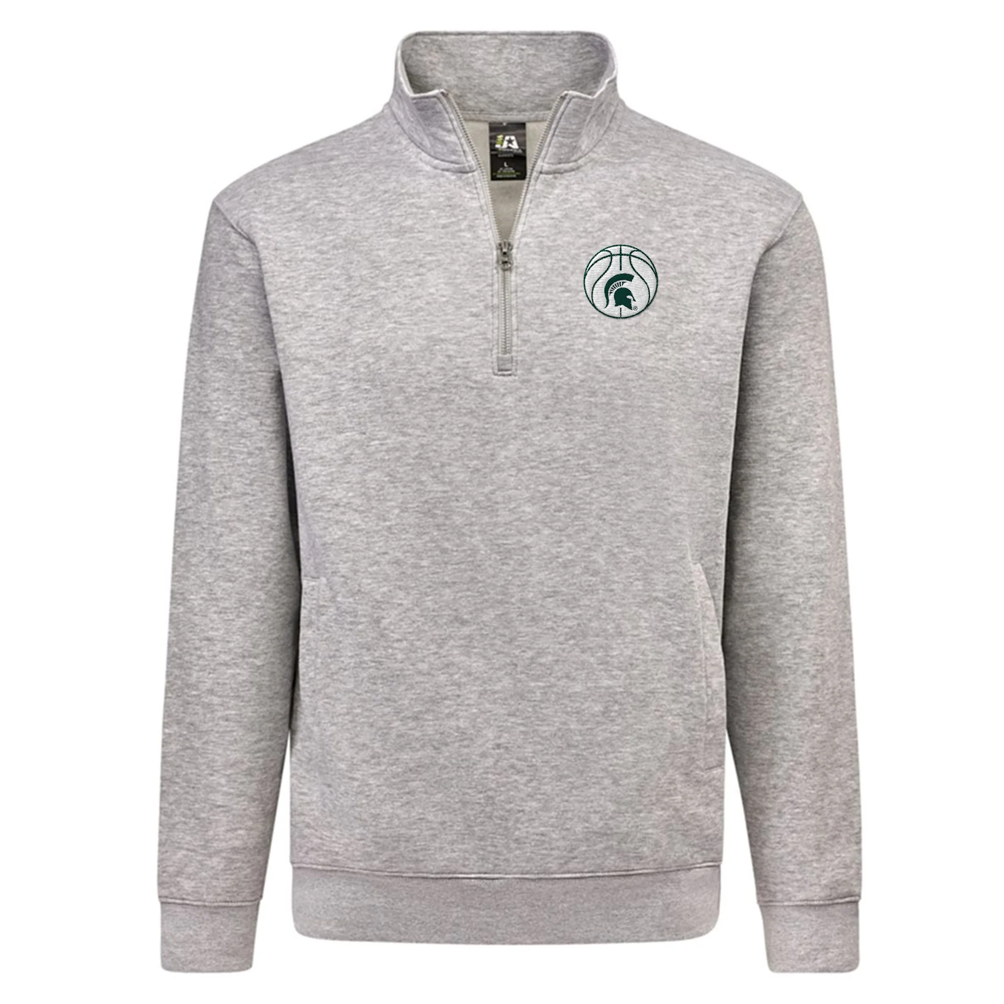 Michigan State Basketball Outline LC EMB BTB Quarter Zip Sweatshirt - Oxford