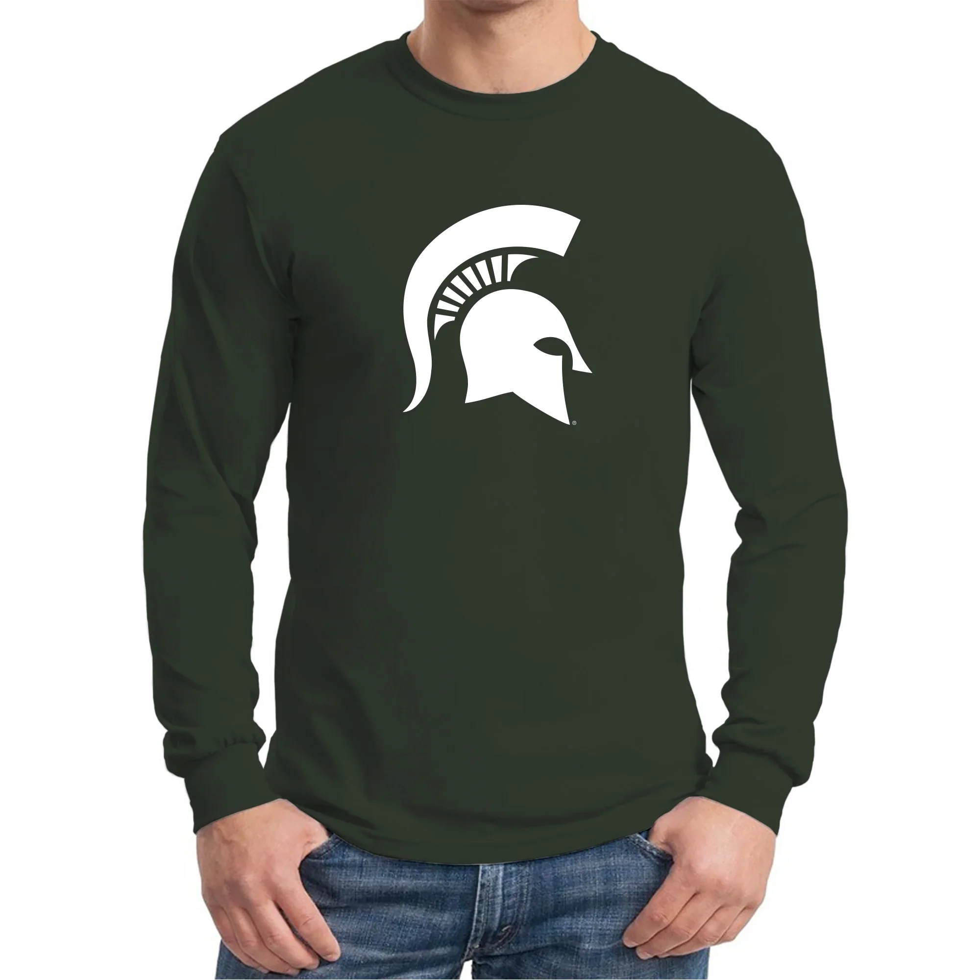 Michigan State University Spartan Logo Long Sleeve T Shirt - Forest - Image 3