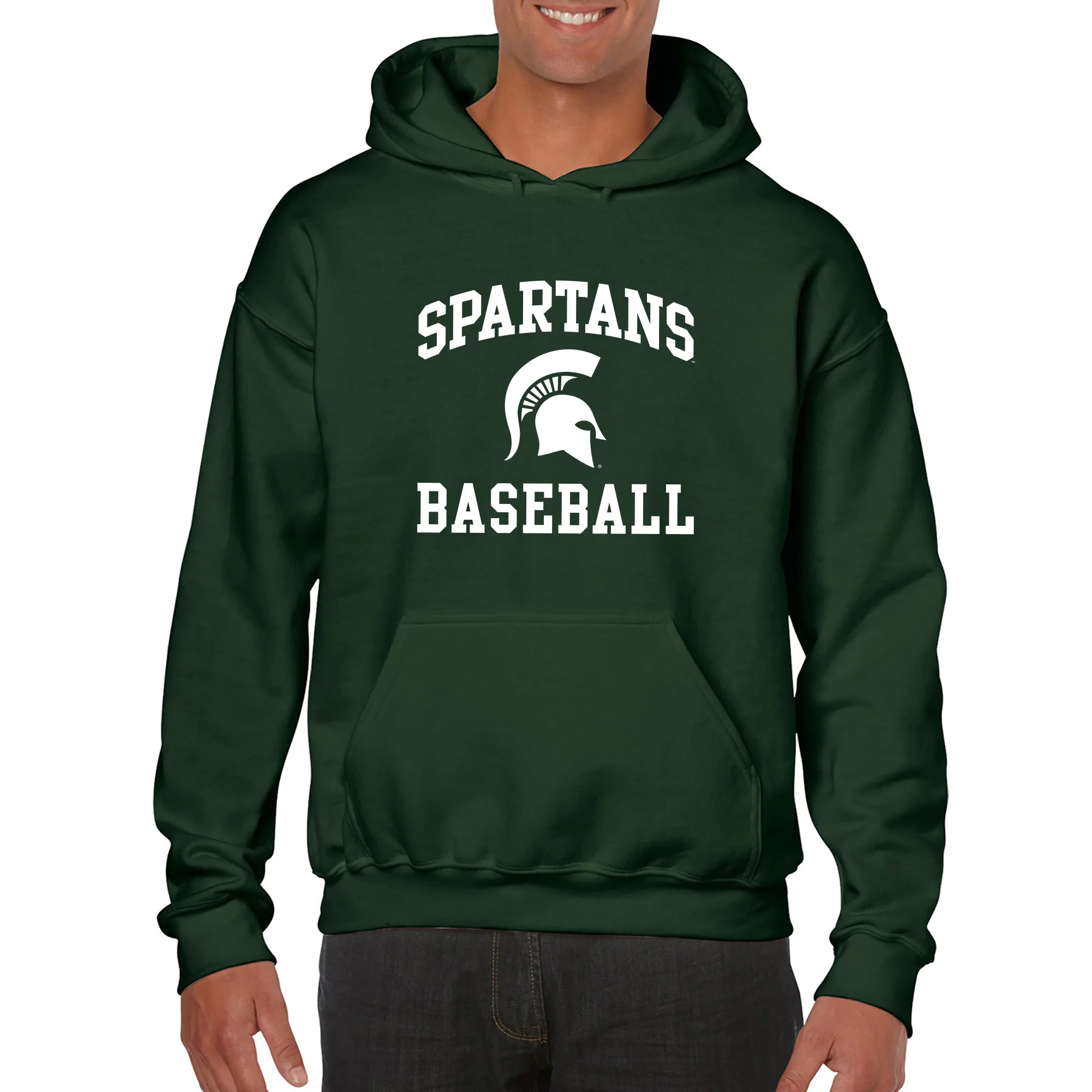 Michigan State University Spartans Arch Logo Baseball Hoodie - Forest - Image 3