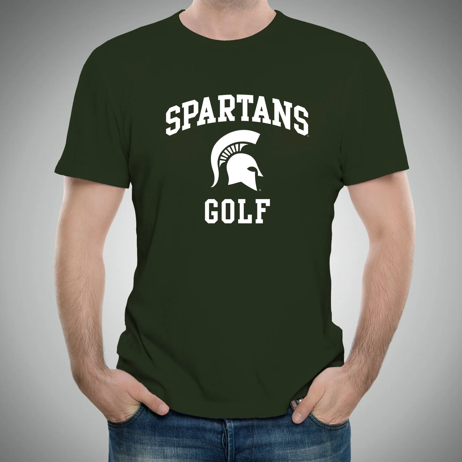 Michigan State University Spartans Arch Logo Golf Short Sleeve T Shirt - Forest - Image 3