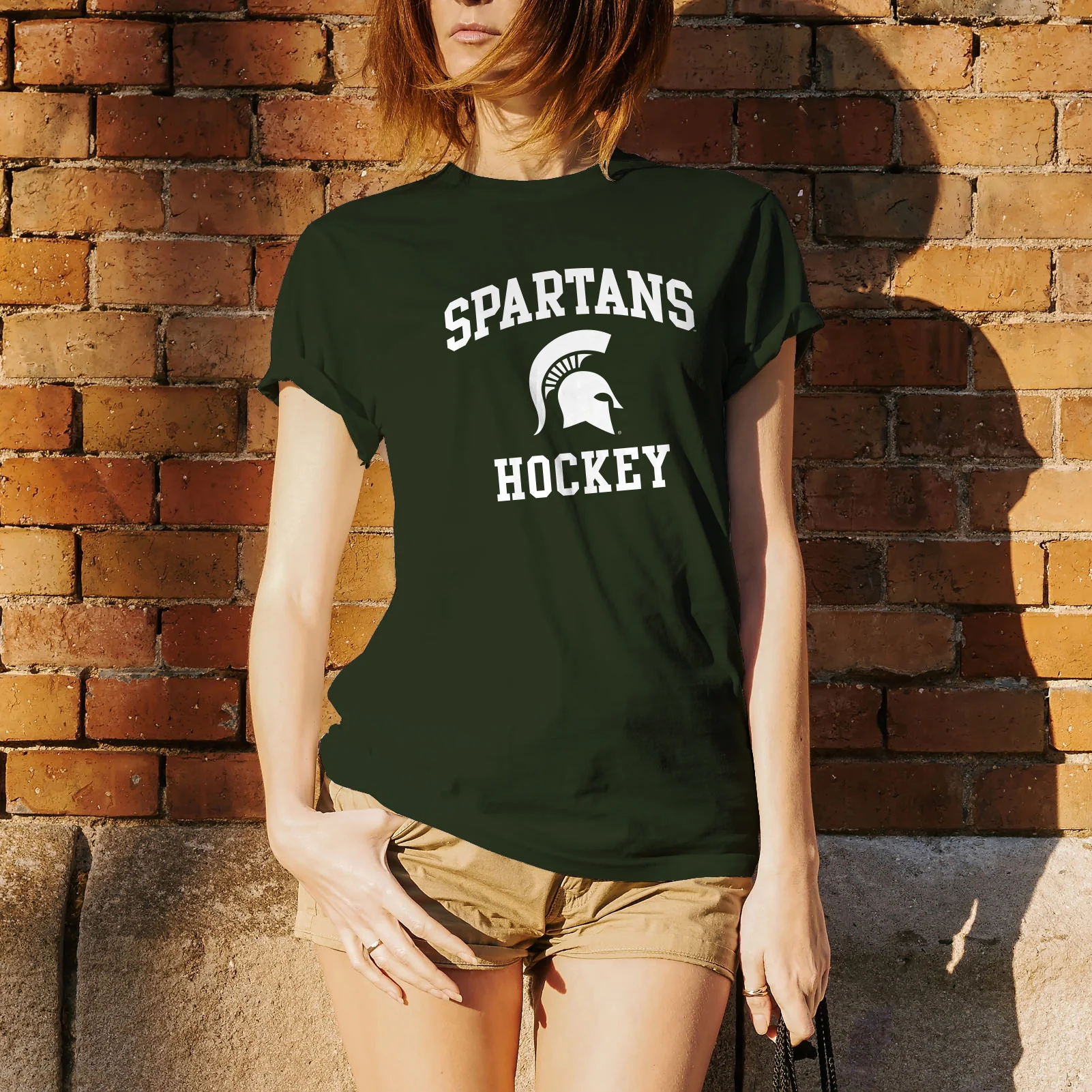Michigan State University Spartans Arch Logo Hockey Short Sleeve T Shirt - Forest - Image 4