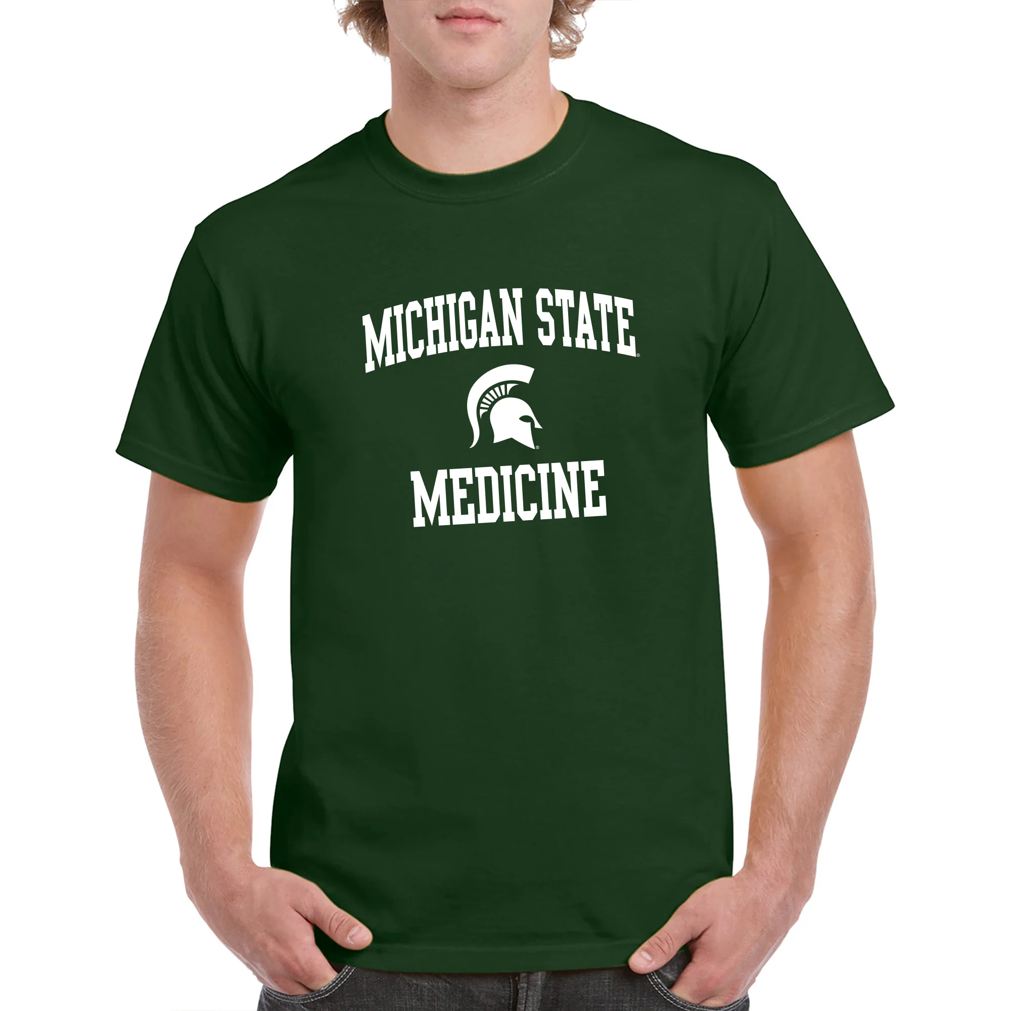 Michigan State University Spartans Arch Logo Medicine Short Sleeve T-Shirt - Forest - Image 3