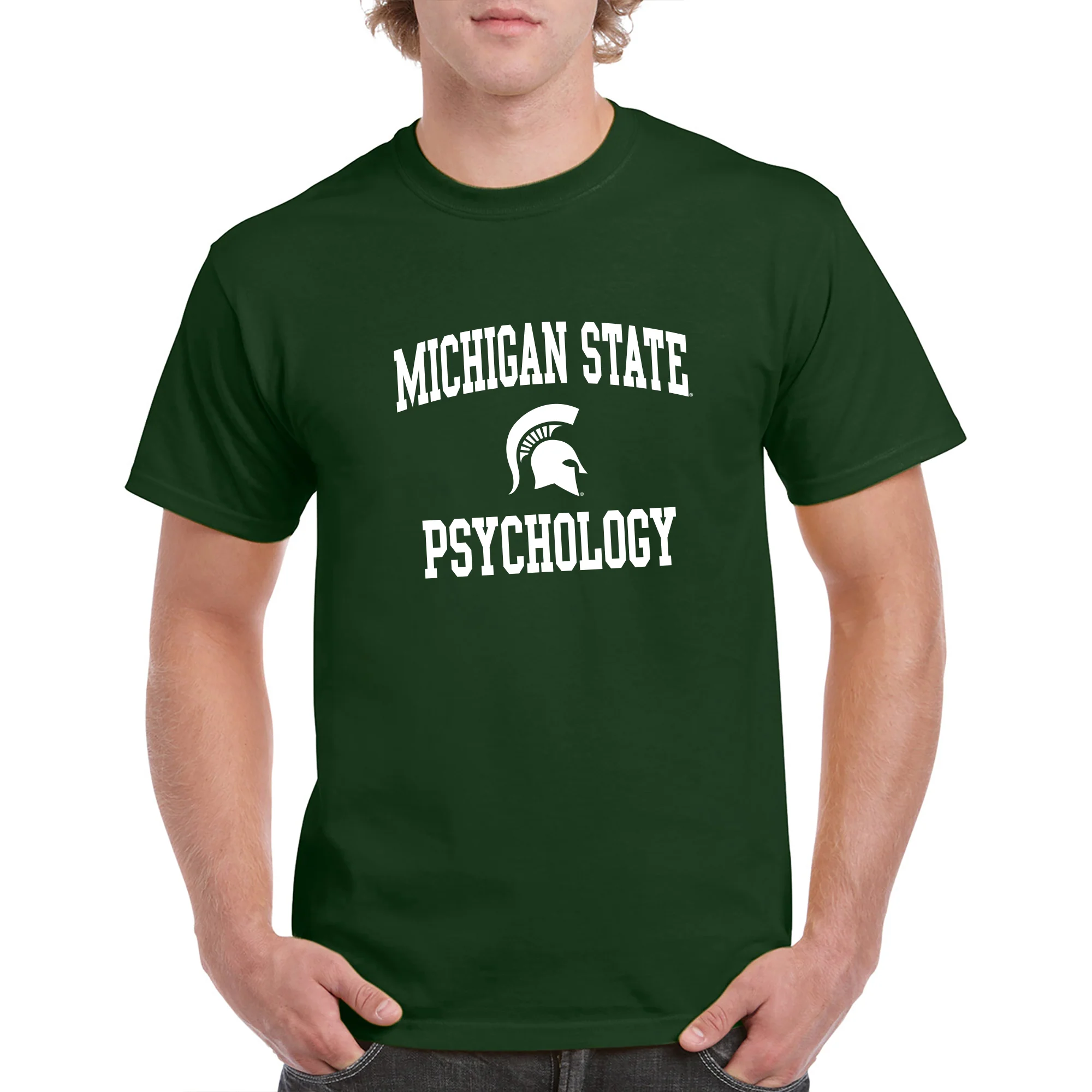 Michigan State University Spartans Arch Logo Psychology Short Sleeve T-Shirt - Forest - Image 3