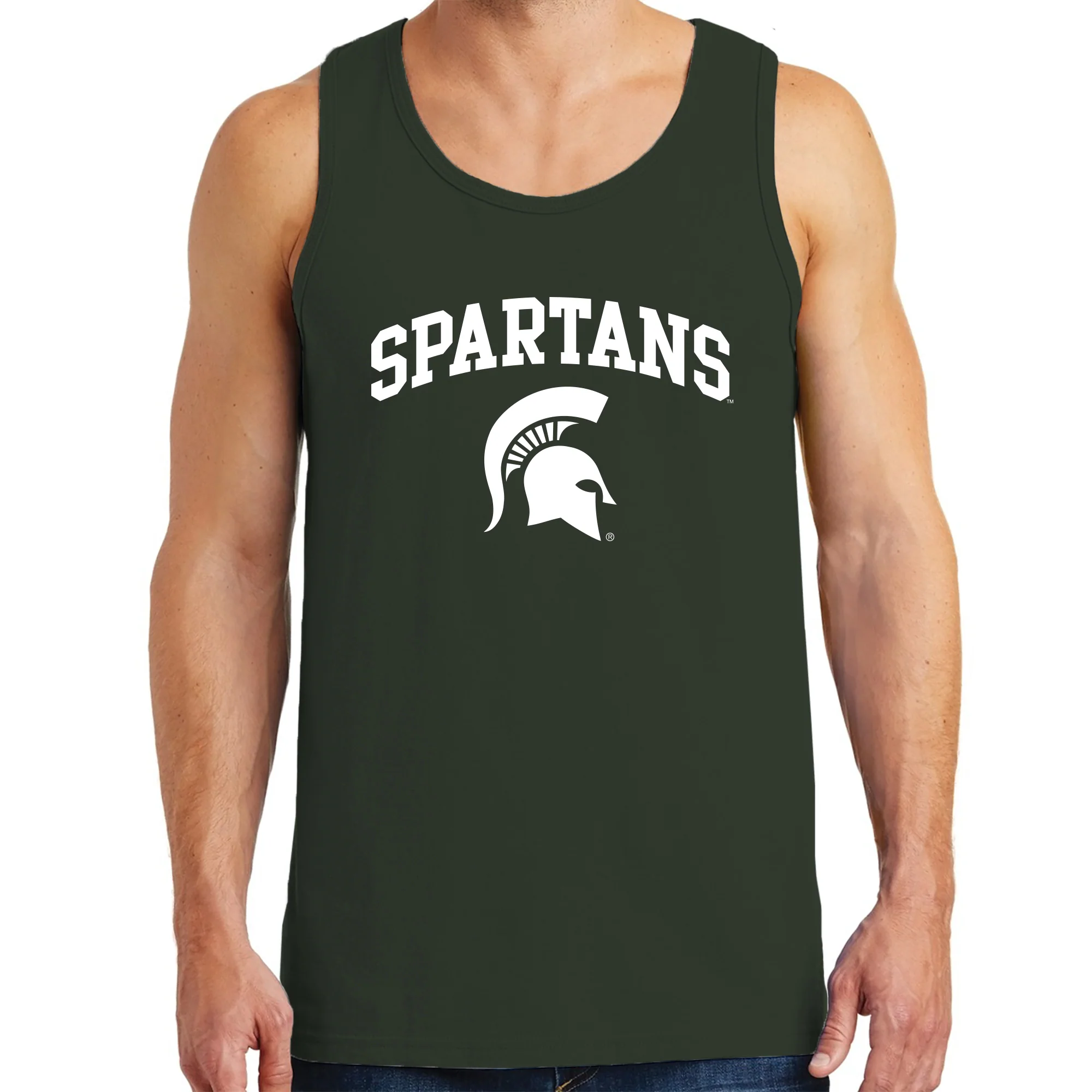 Michigan State University Spartans Arch Logo Tank Top - Forest Green - Image 3