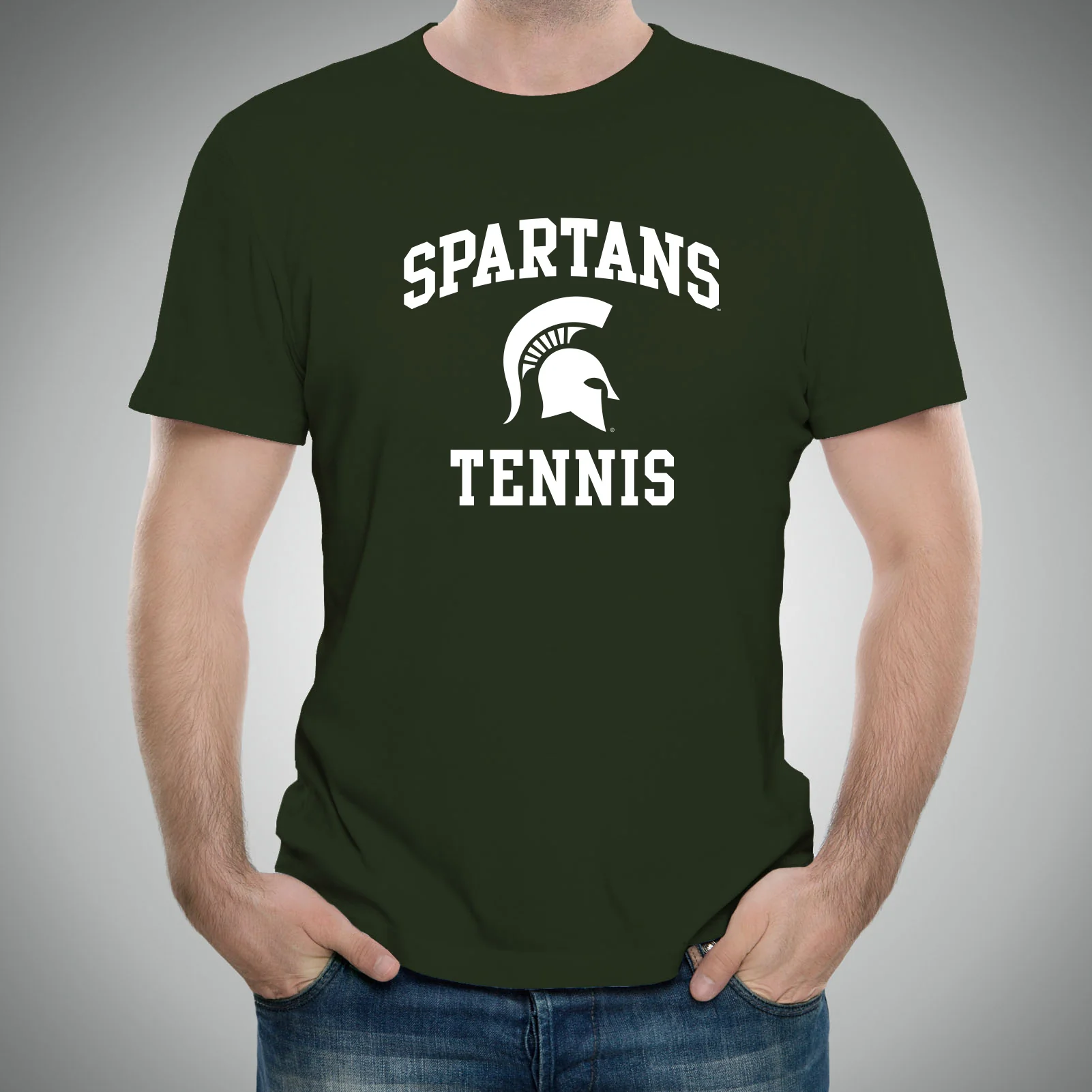 Michigan State University Spartans Arch Logo Tennis Short Sleeve T Shirt - Forest - Image 3