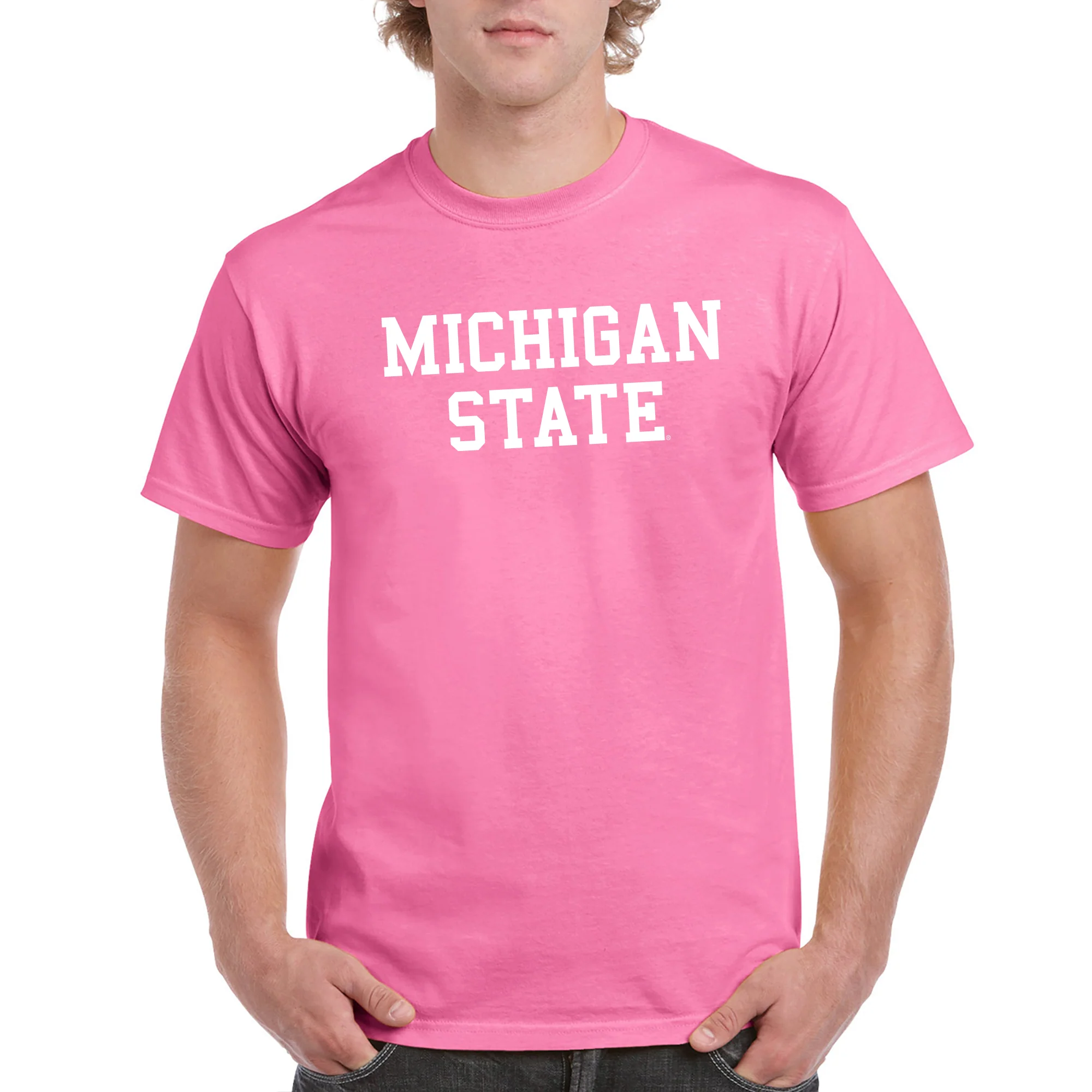 Michigan State University Spartans Basic Block Short Sleeve T Shirt - Azalea - Image 4