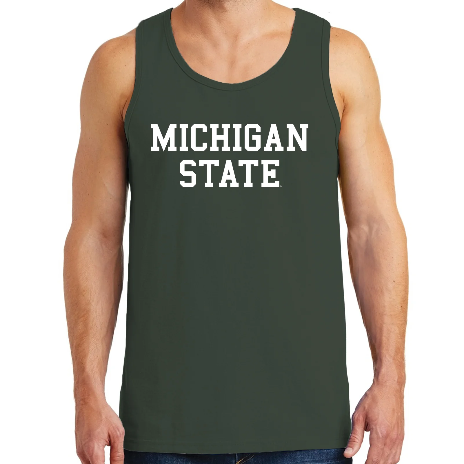 Michigan State University Spartans Basic Block Tank Top - Forest - Image 3
