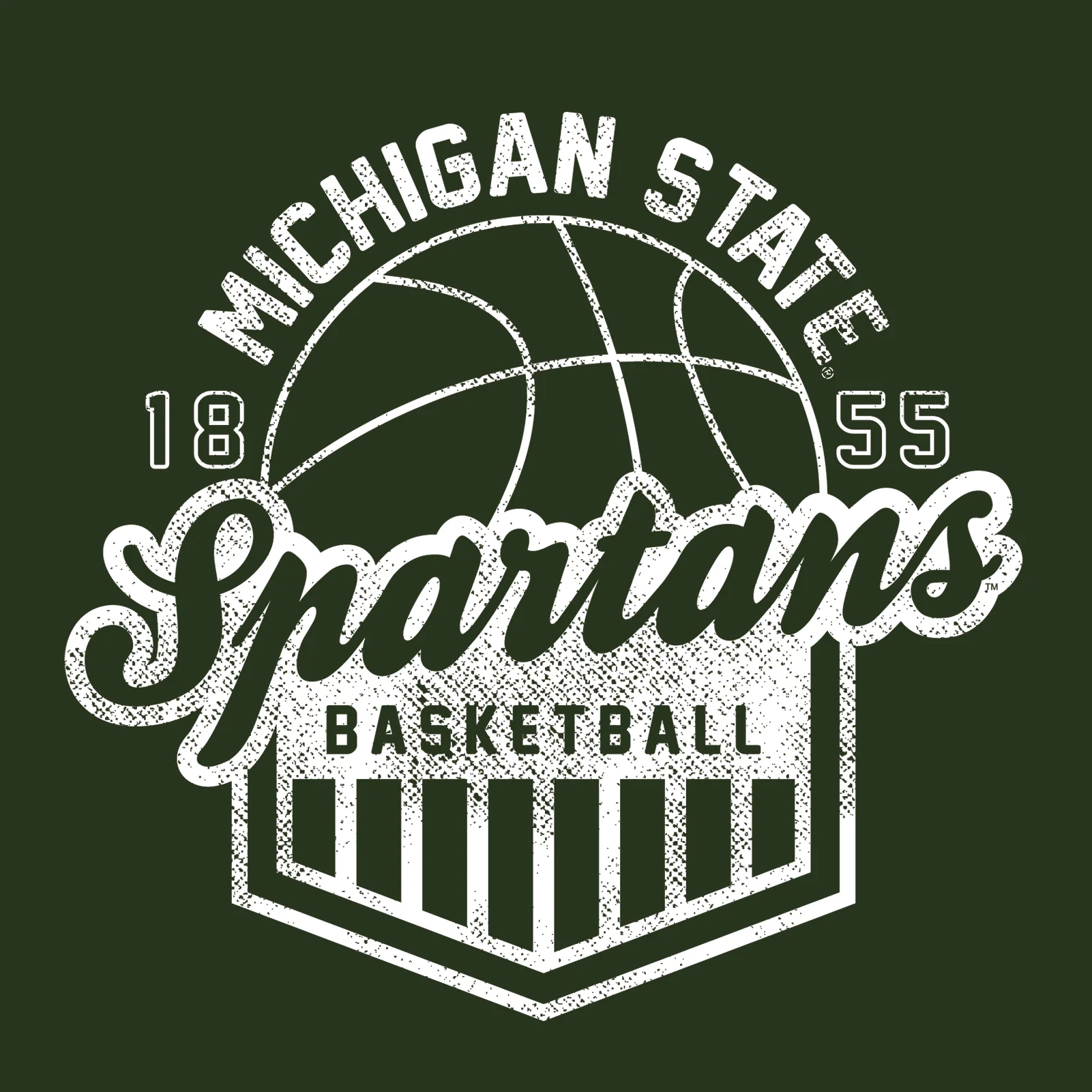 Michigan State University Spartans Basketball Shield Short Sleeve T-Shirt - Forest - Image 2