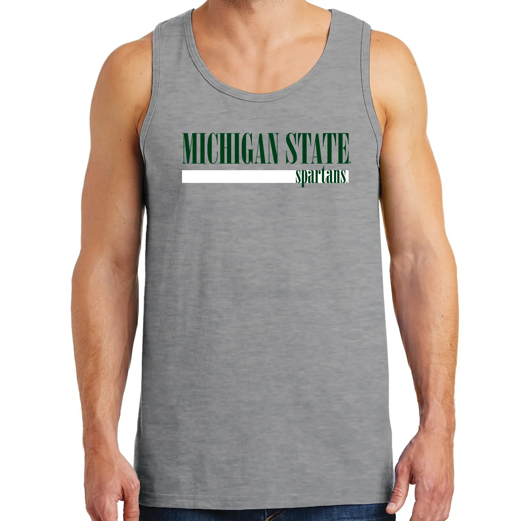 Michigan State University Spartans Boldline Basic Cotton Tank Top - Sport Grey - Image 3