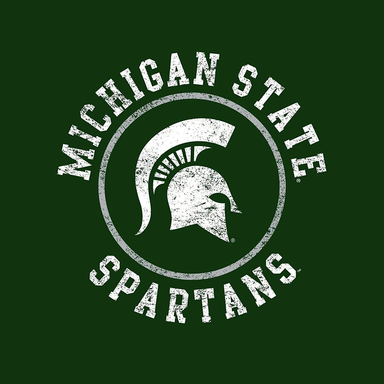 Michigan State University Spartans Distressed Circle Logo Short Sleeve T Shirt - Forest Green - Image 2