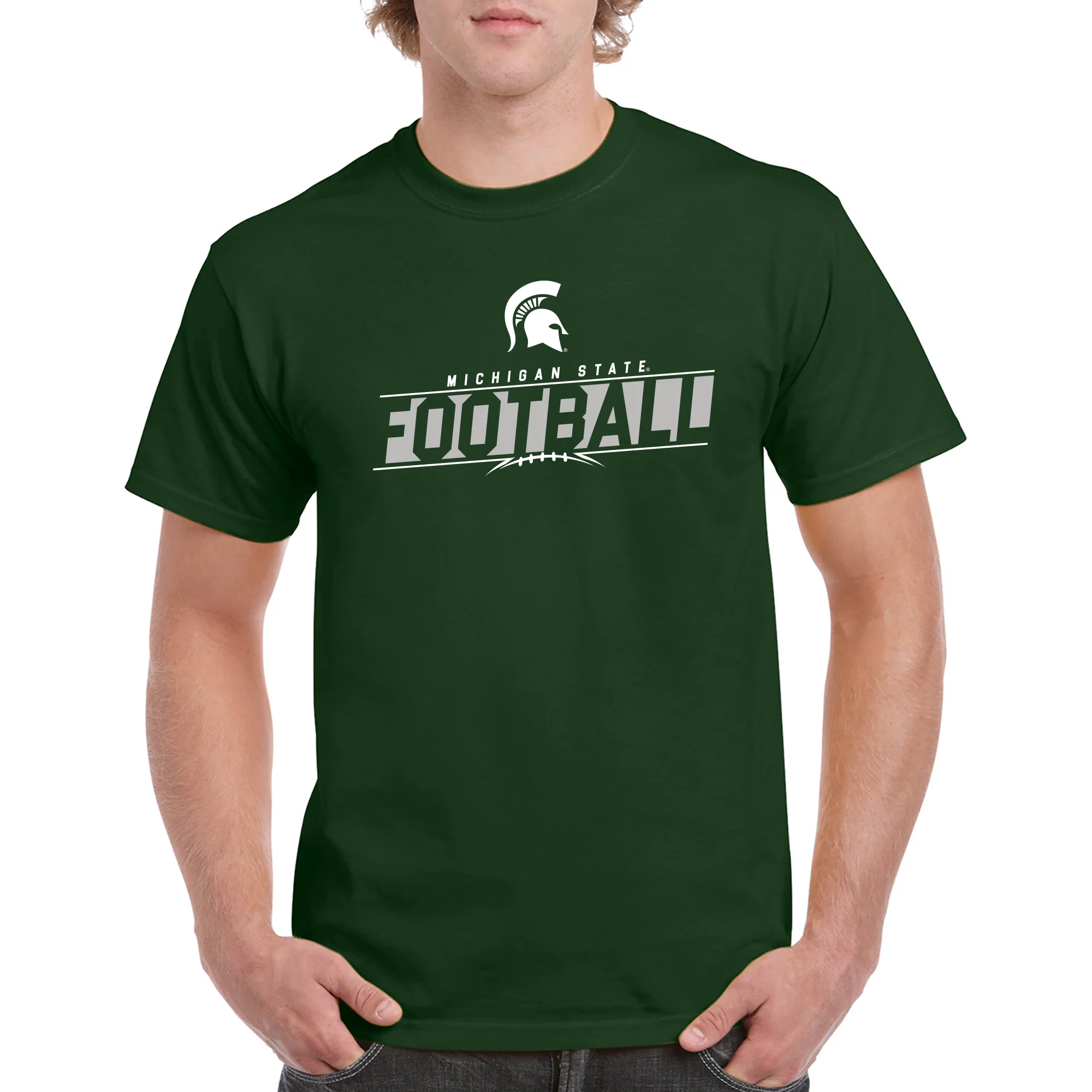 Michigan State University Spartans Football Charge Short Sleeve T Shirt - Forest - Image 3