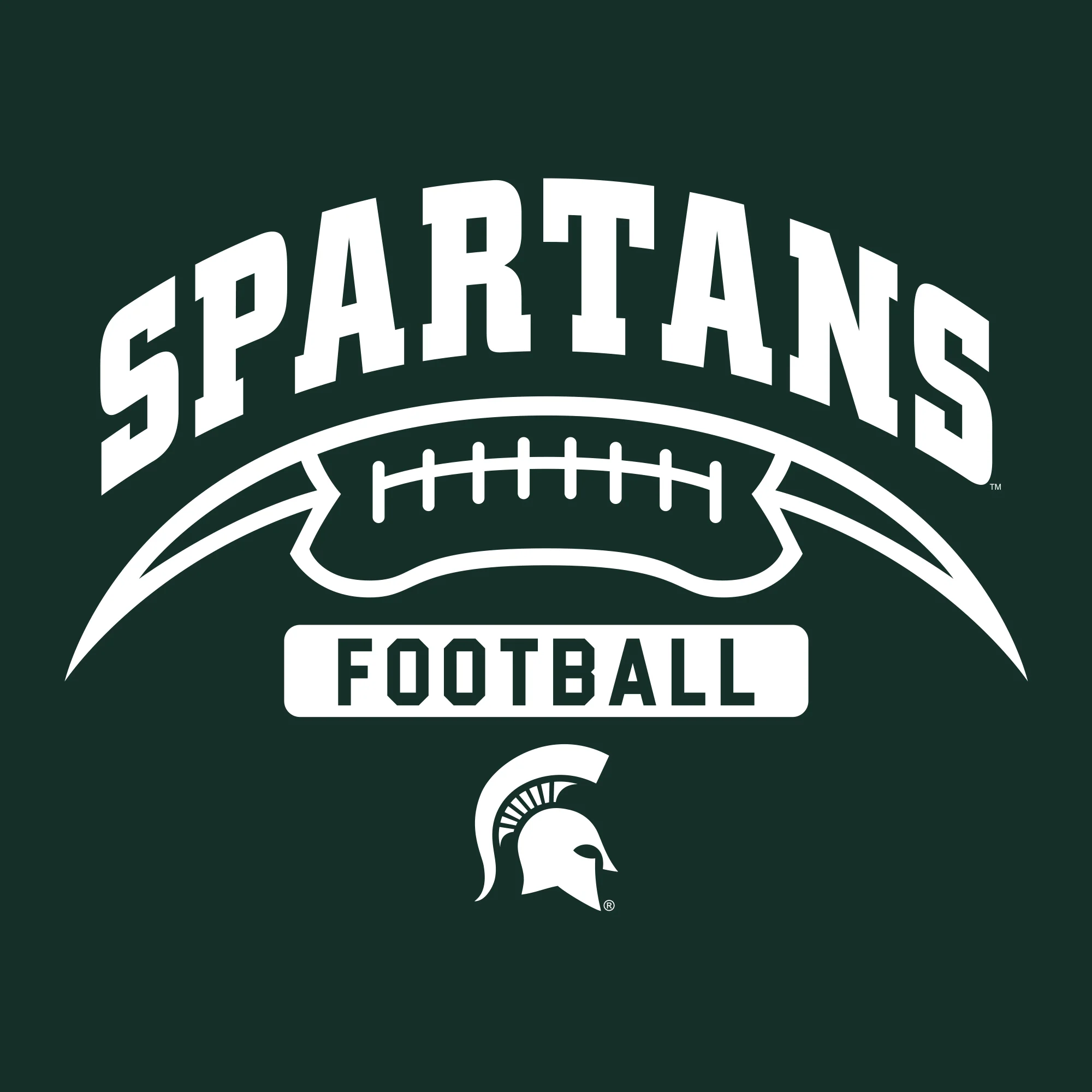 Michigan State University Spartans Football Crescent Long Sleeve T Shirt - Forest - Image 2