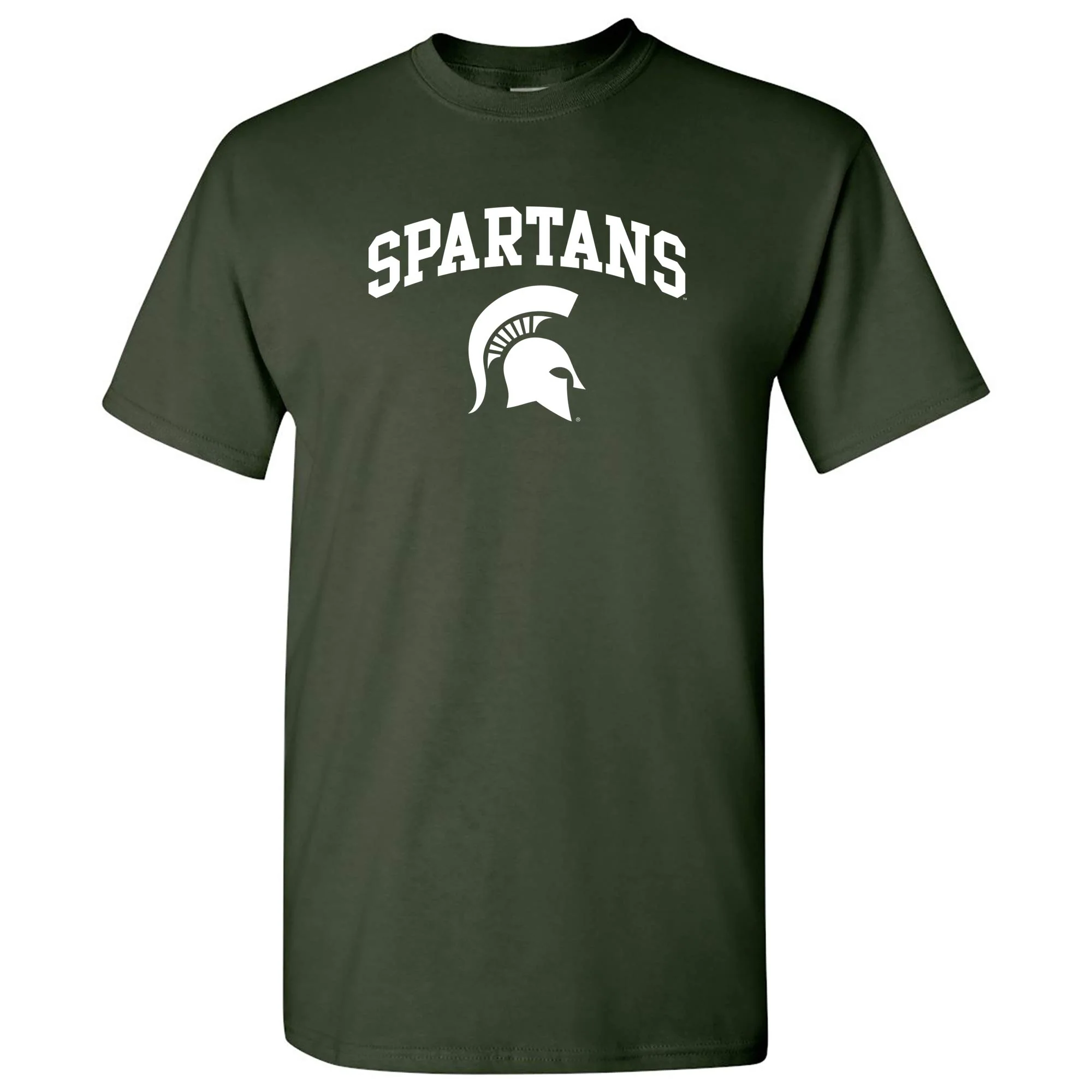 Michigan State University Spartans Mascot Arch Logo Short Sleeve T Shirt - Forest Green