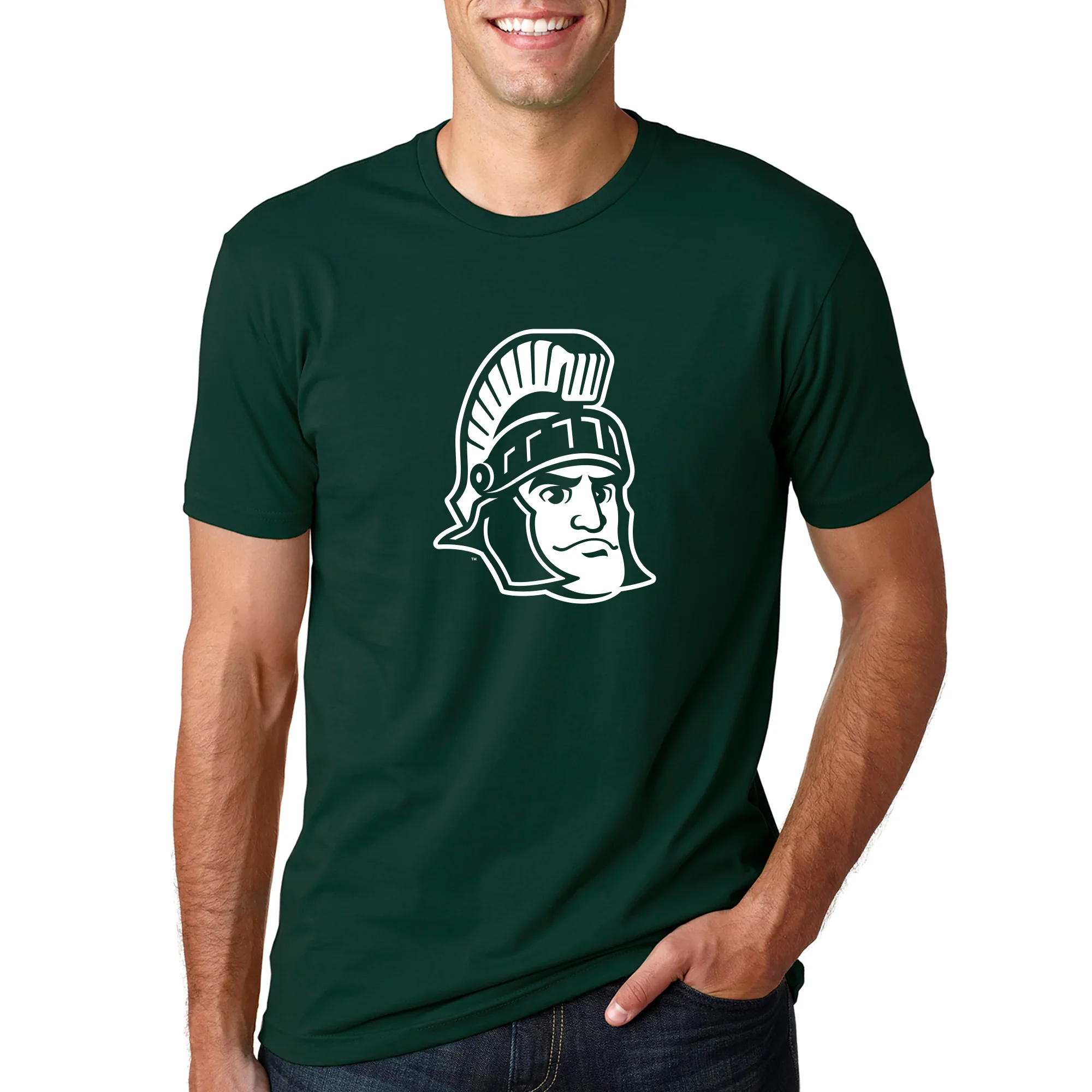 Michigan State University Spartans Sparty Mark Short Sleeve T Shirt - Forest Green - Image 3