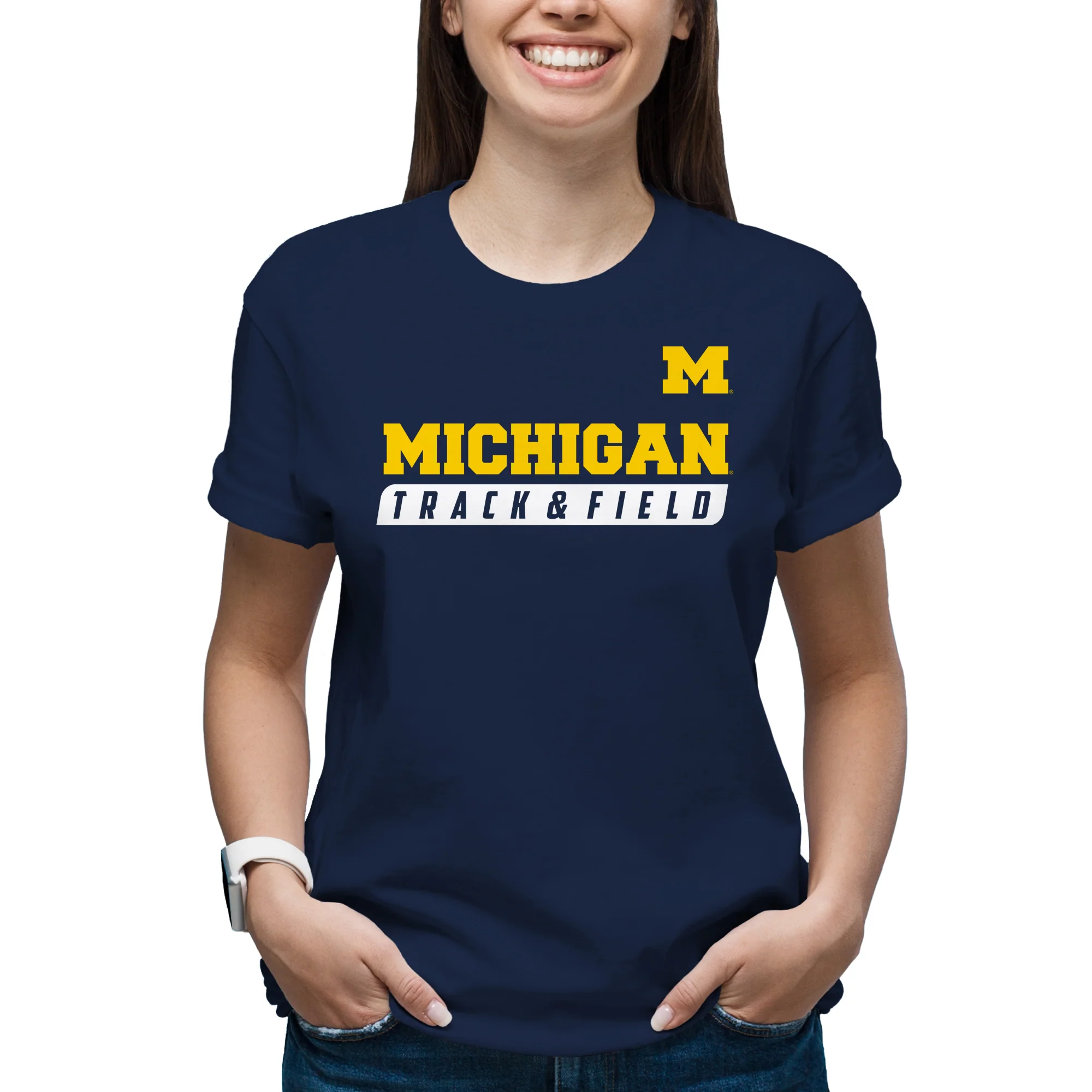 Michigan Track & Field Slant T-Shirt - Navy - Image 4