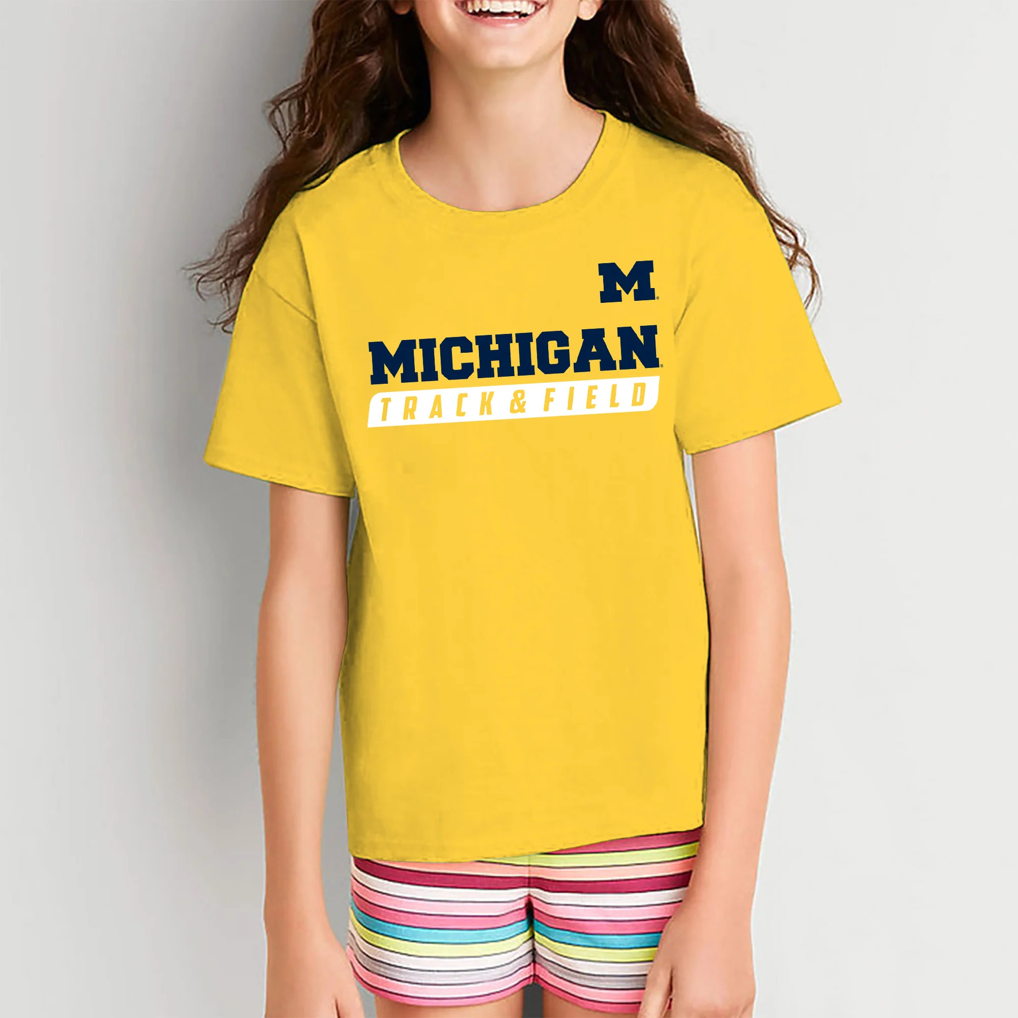 Michigan Track & Field Slant Youth T-Shirt - Daisy - Image 4