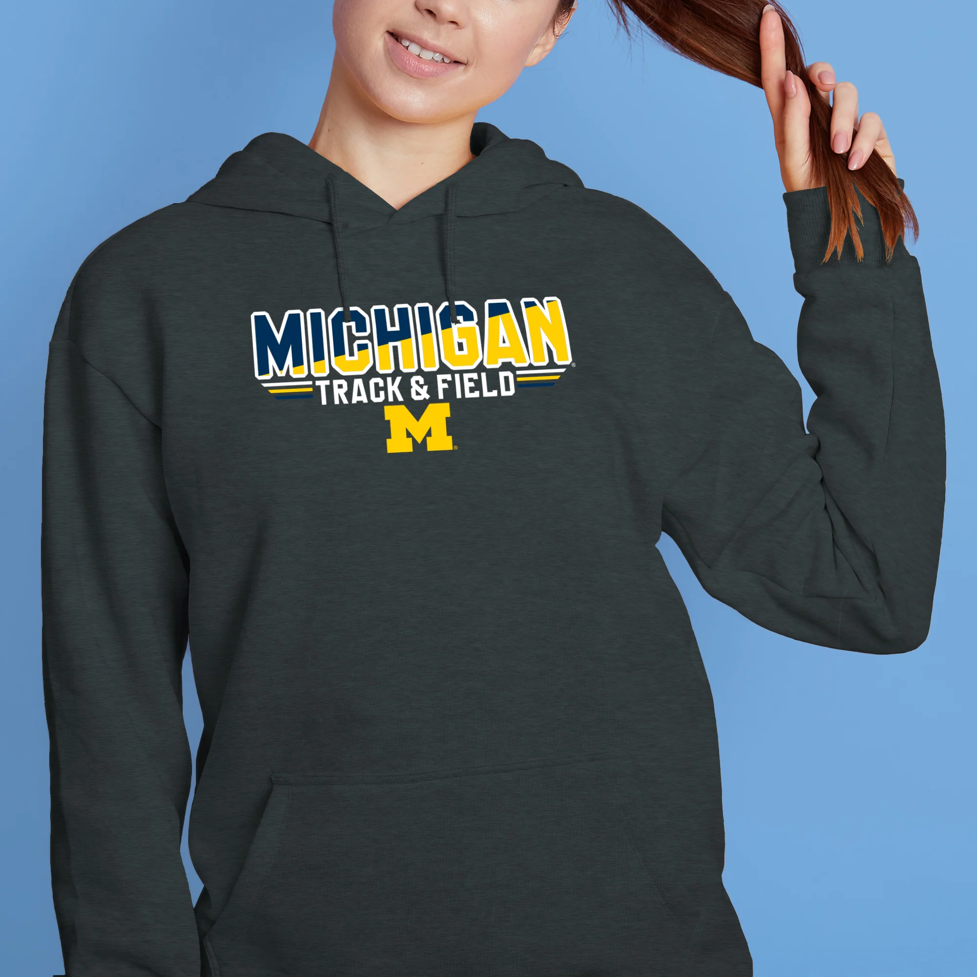 Michigan Track & Field Top Flight Hoodie - Dark Heather - Image 4