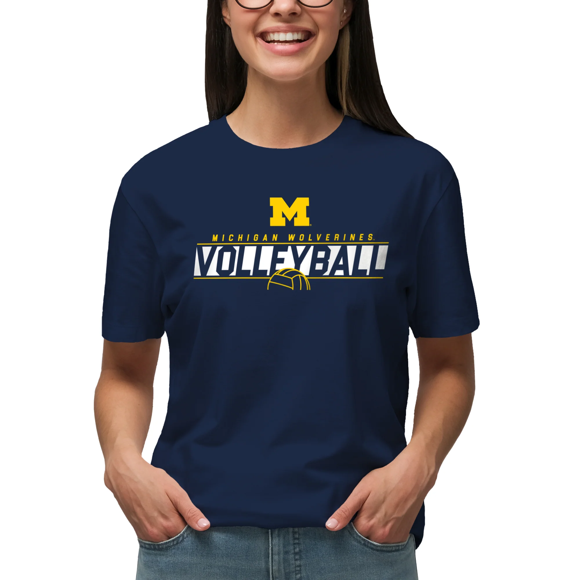Michigan Volleyball Charge T-Shirt - Navy - Image 4