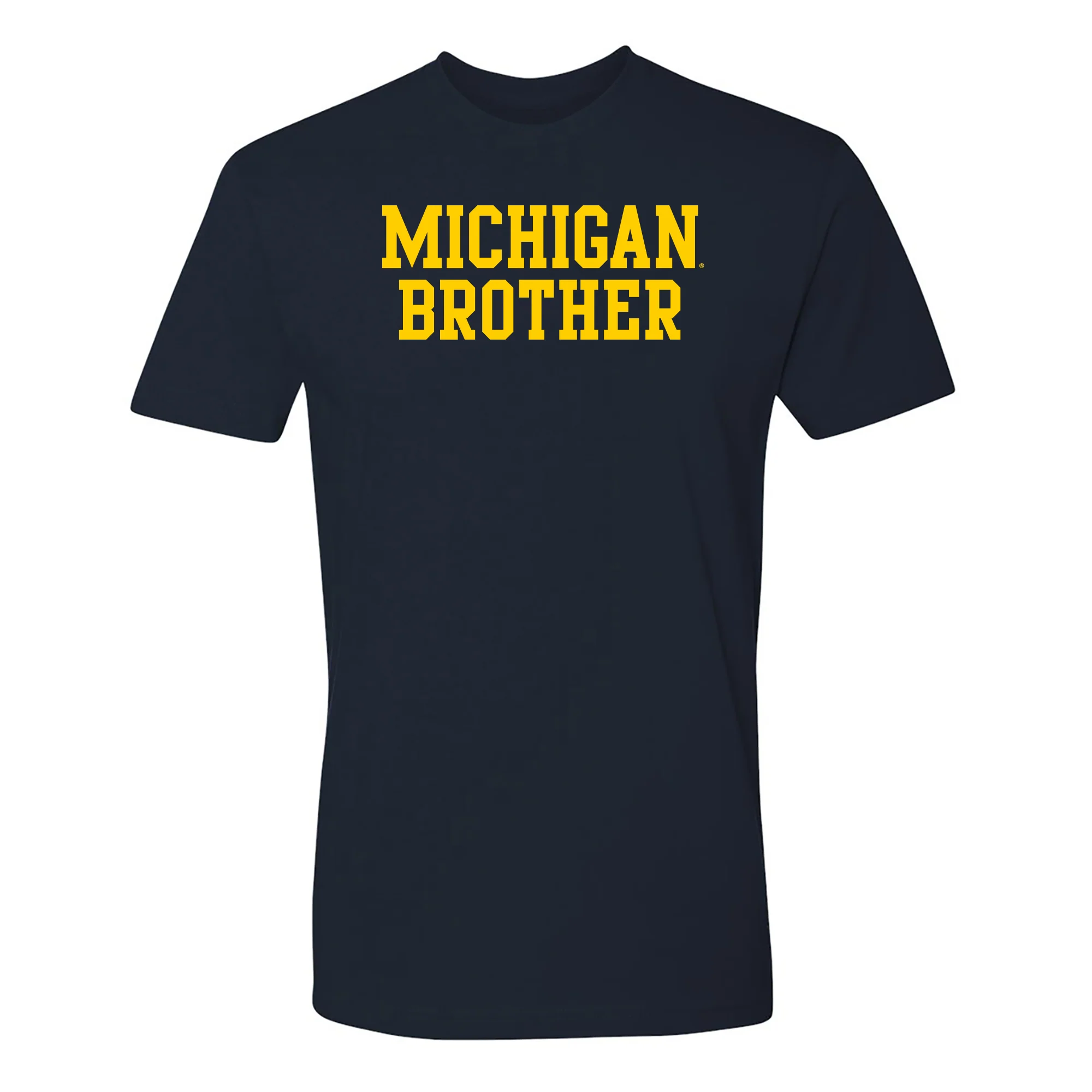 Michigan Wolverines Basic Block Brother Premium Cotton T Shirt - Midnight Navy