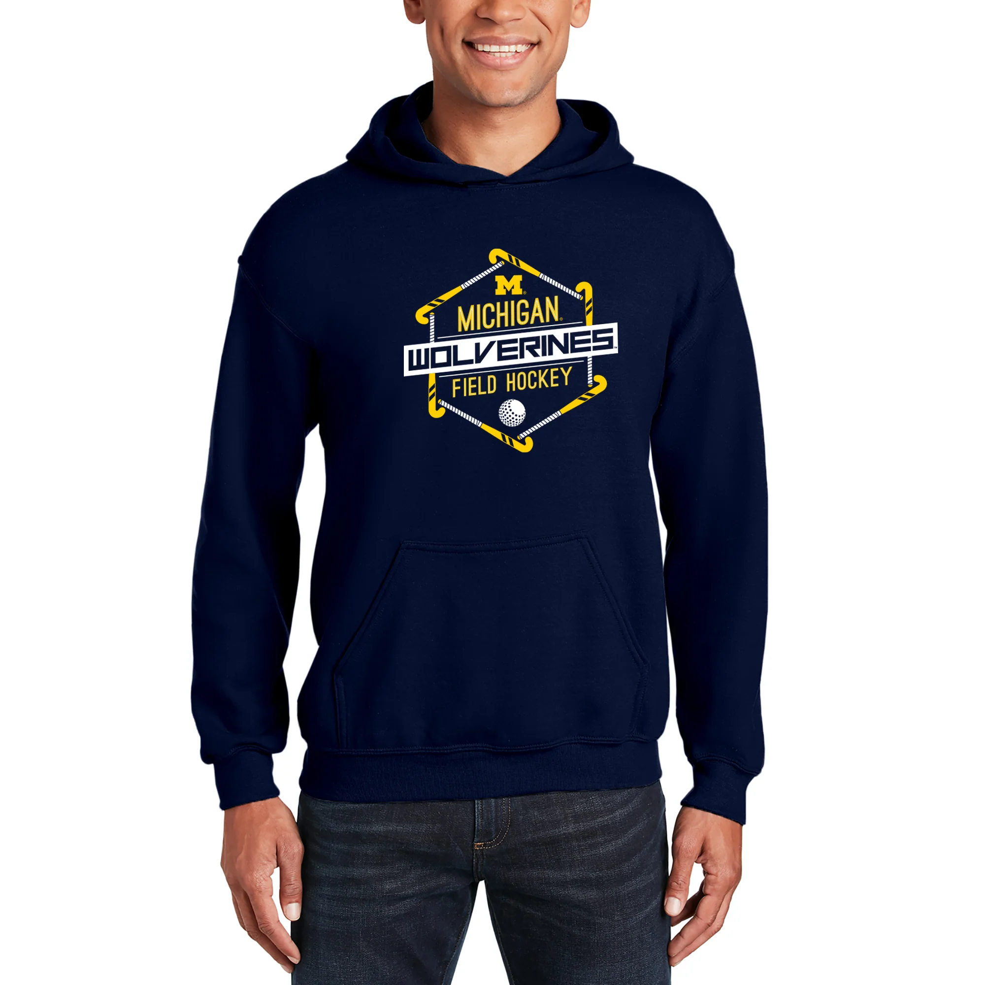 Michigan Wolverines Field Hockey Hex Hoodie - Navy - Image 3
