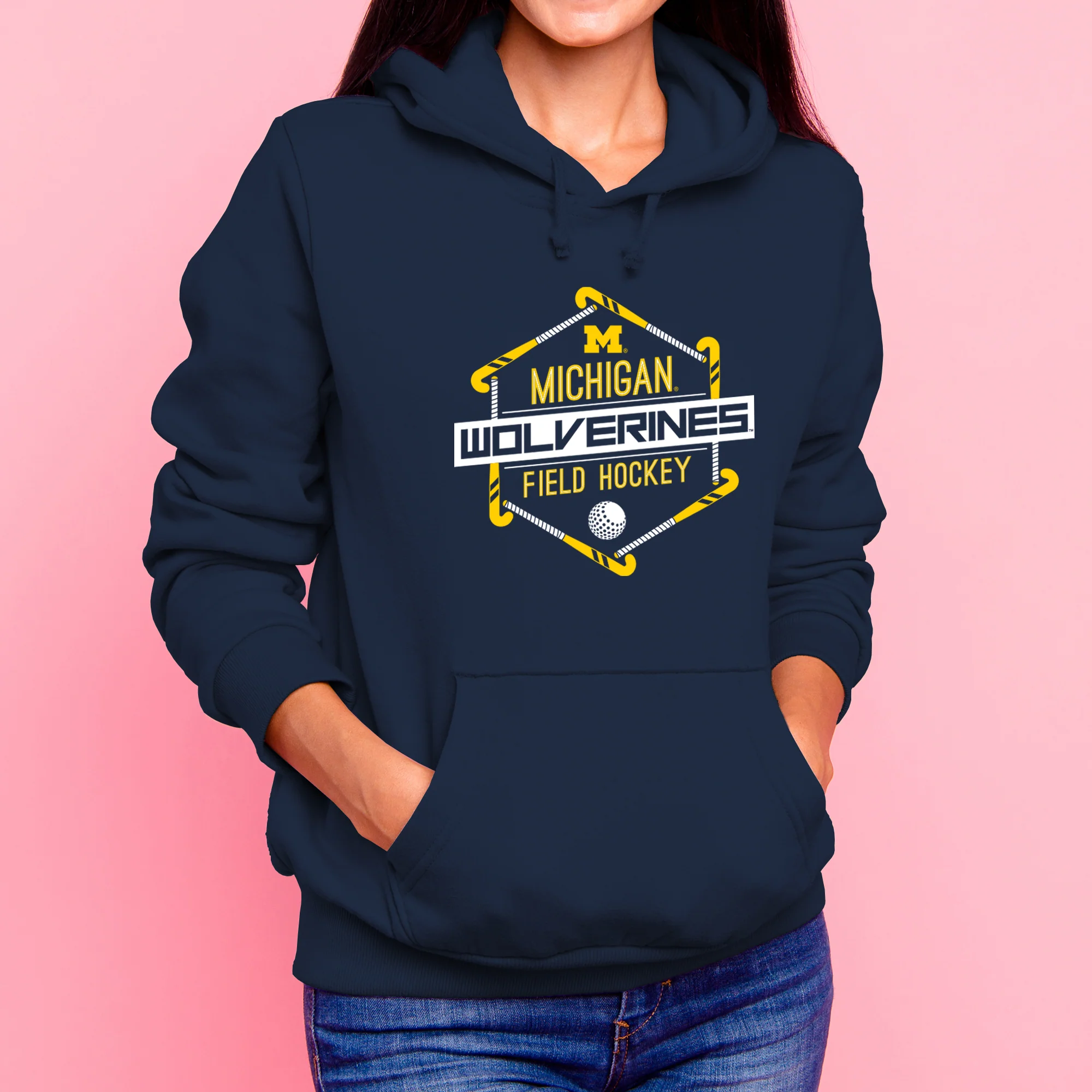 Michigan Wolverines Field Hockey Hex Hoodie - Navy - Image 4
