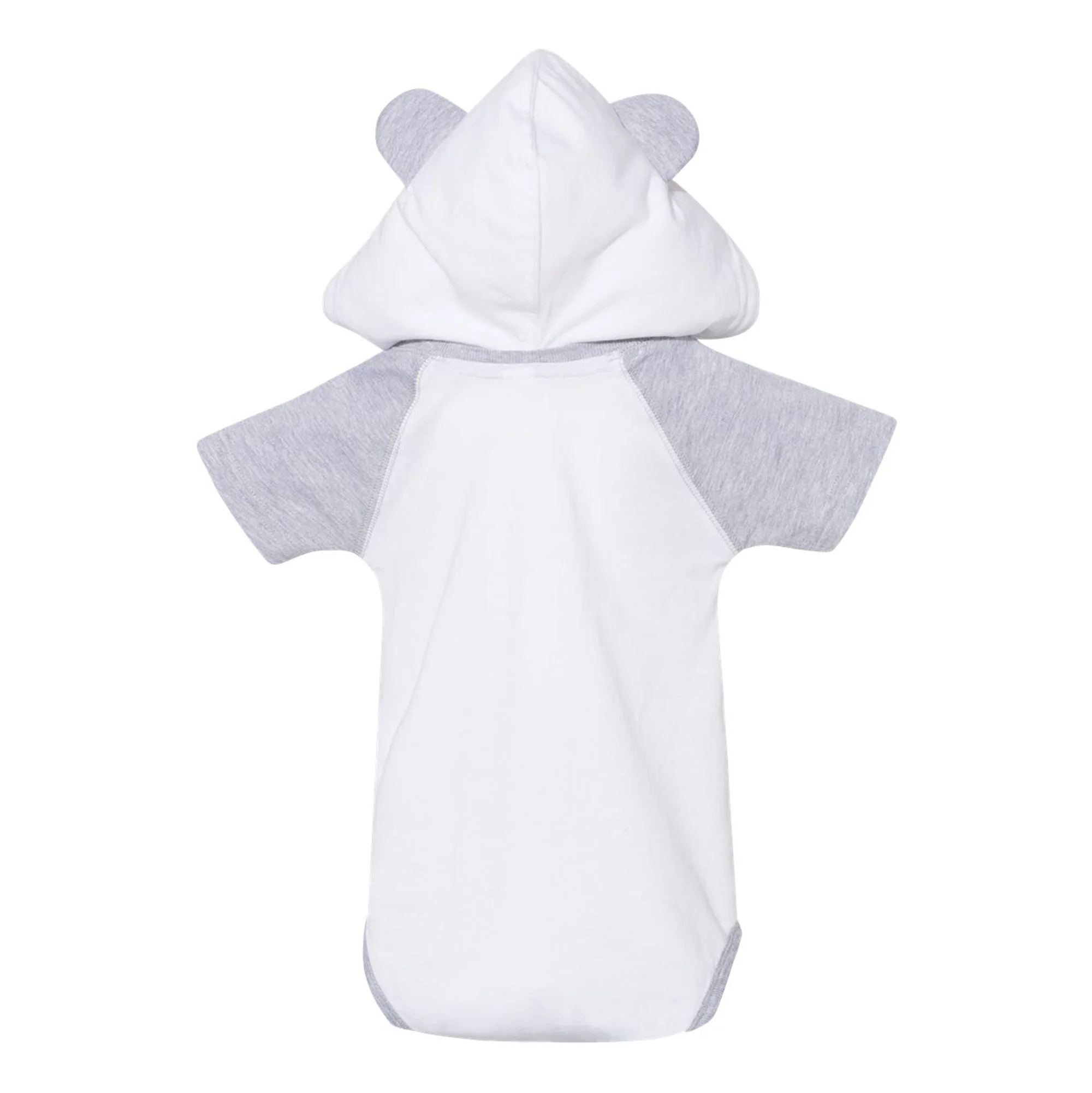 Michigan Wolverines Primary Logo Hooded Bear Ears Creeper Bodysuit - White/Heather - Image 3