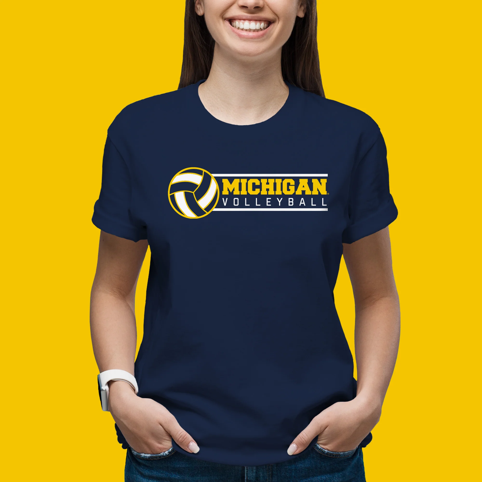 Michigan Wolverines Volleyball Spotlight T Shirt - Navy - Image 5