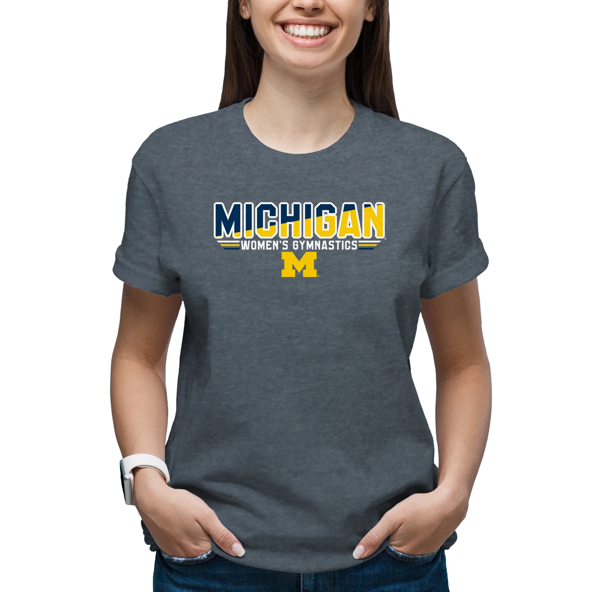 Michigan Women's Gymnastics Top Flight T-Shirt - Dark Heather - Image 4