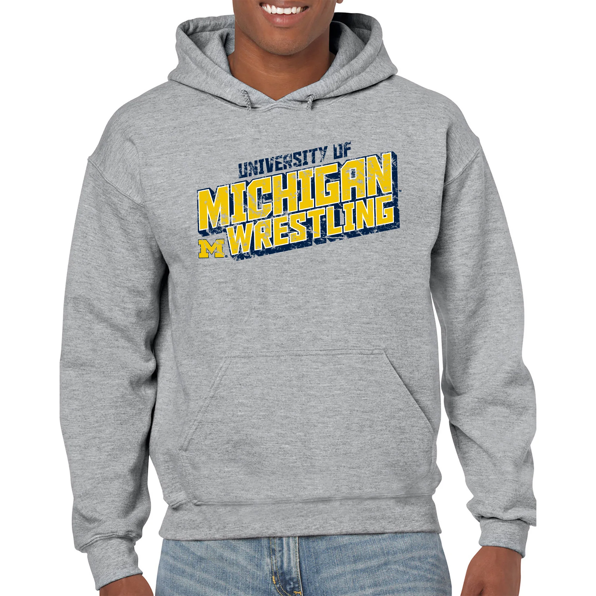 Michigan Wrestling Tech Hoodie - Sport Grey - Image 3
