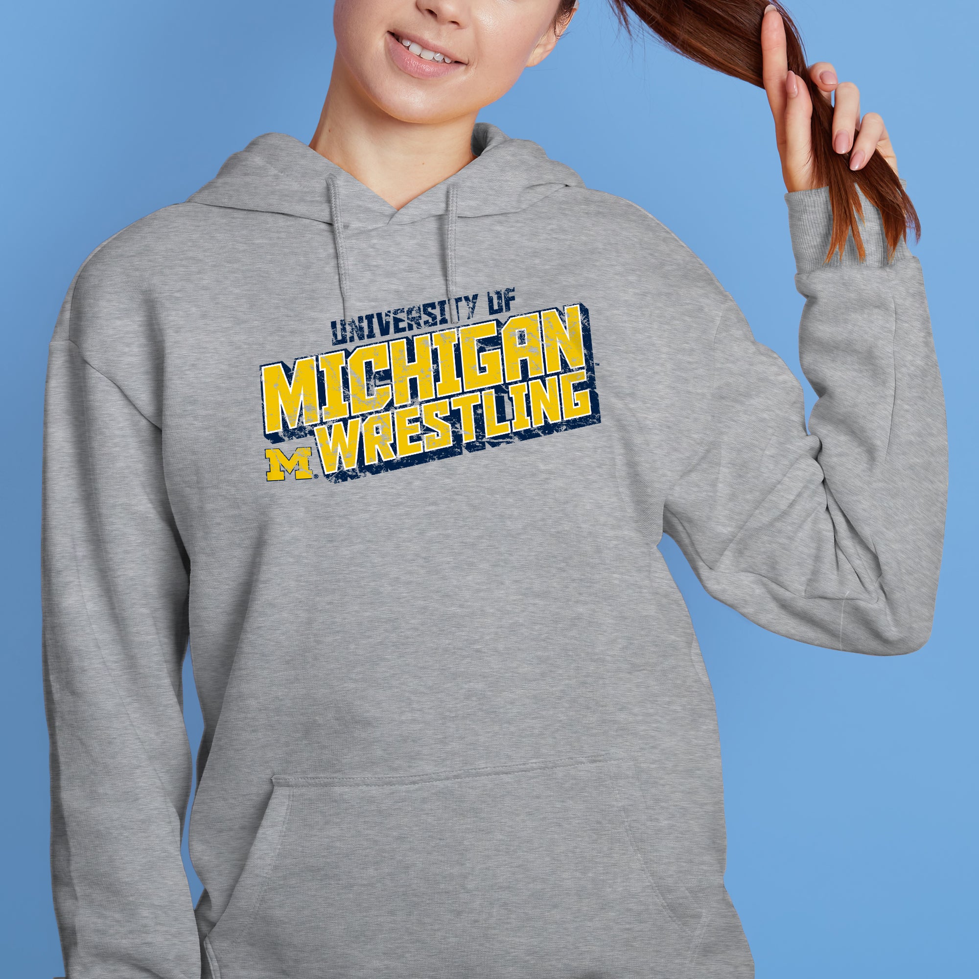 Michigan Wrestling Tech Hoodie - Sport Grey - Image 4