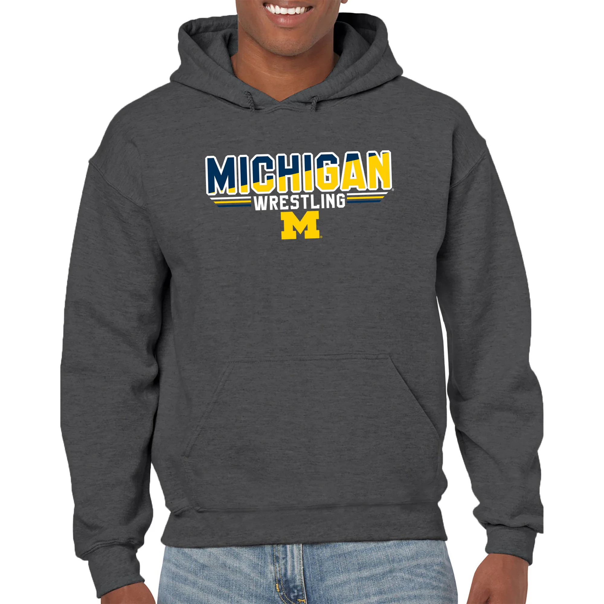 Michigan Wrestling Top Flight Hoodie - Dark Heather - Image 3